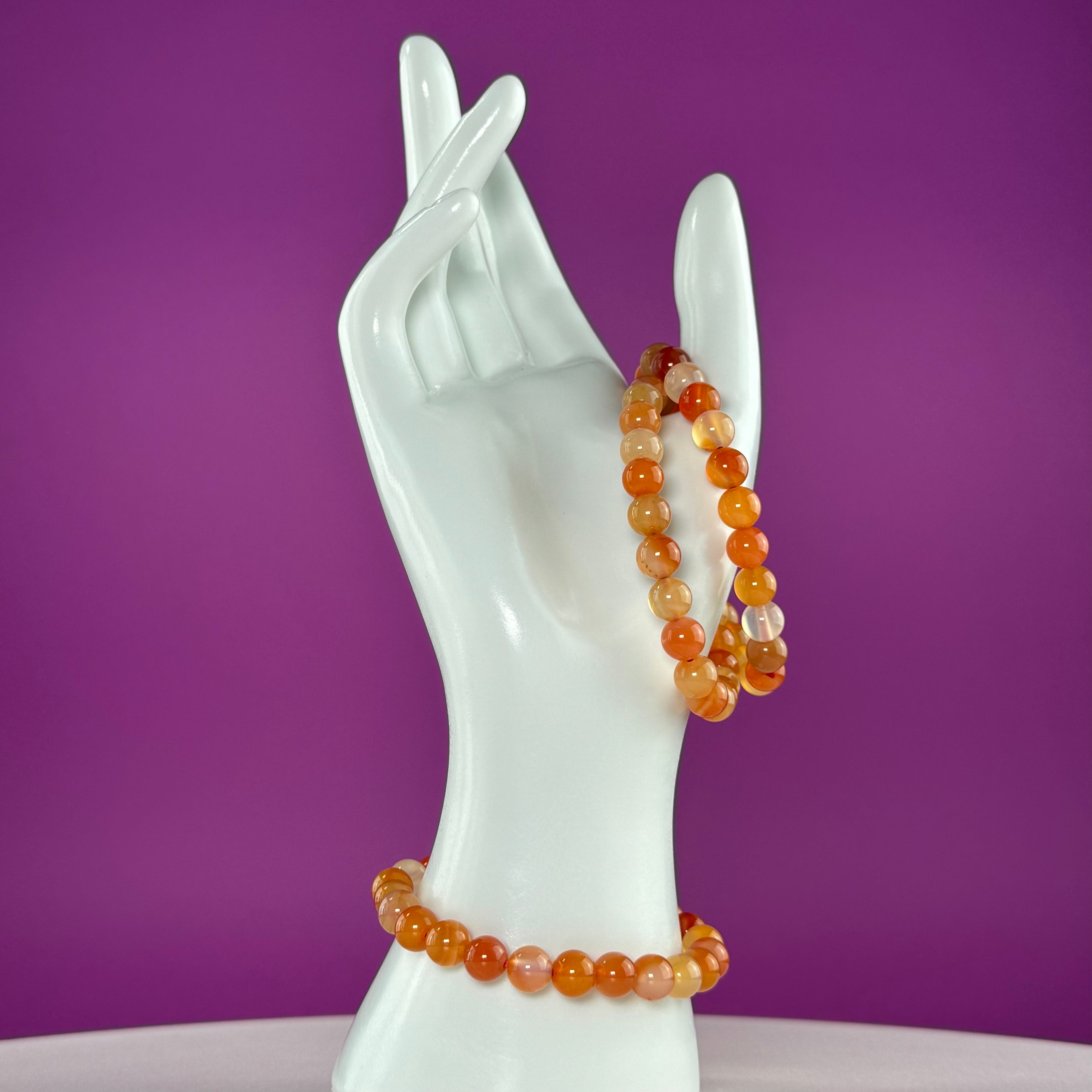 Carnelian Beaded Bracelet – 8mm Crystal Stretch Bracelet for Energy & Confidence