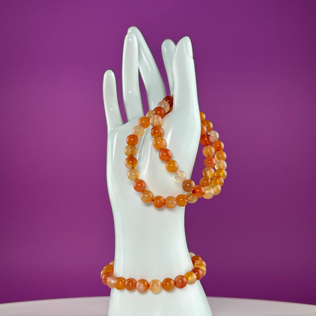 Carnelian Beaded Bracelet – 8mm Crystal Stretch Bracelet for Energy & Confidence
