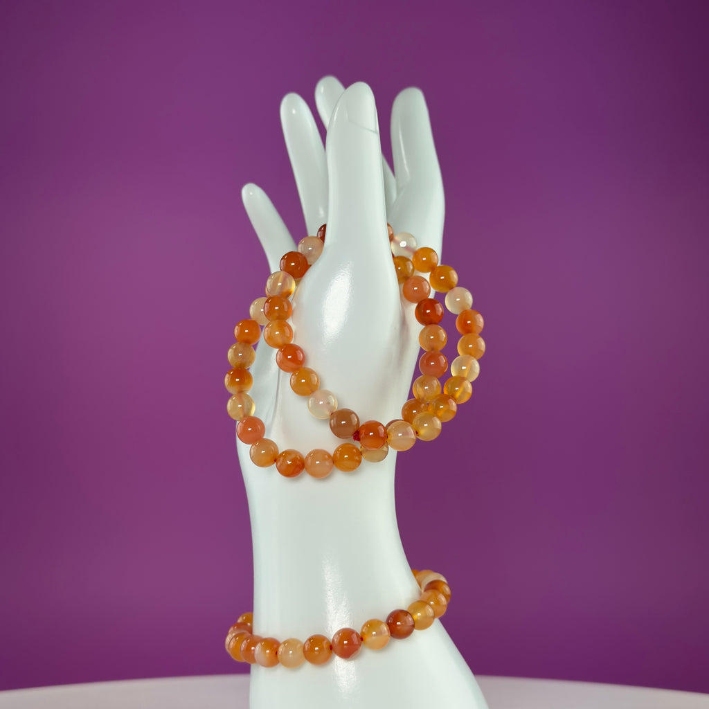 Carnelian Beaded Bracelet – 8mm Crystal Stretch Bracelet for Energy & Confidence