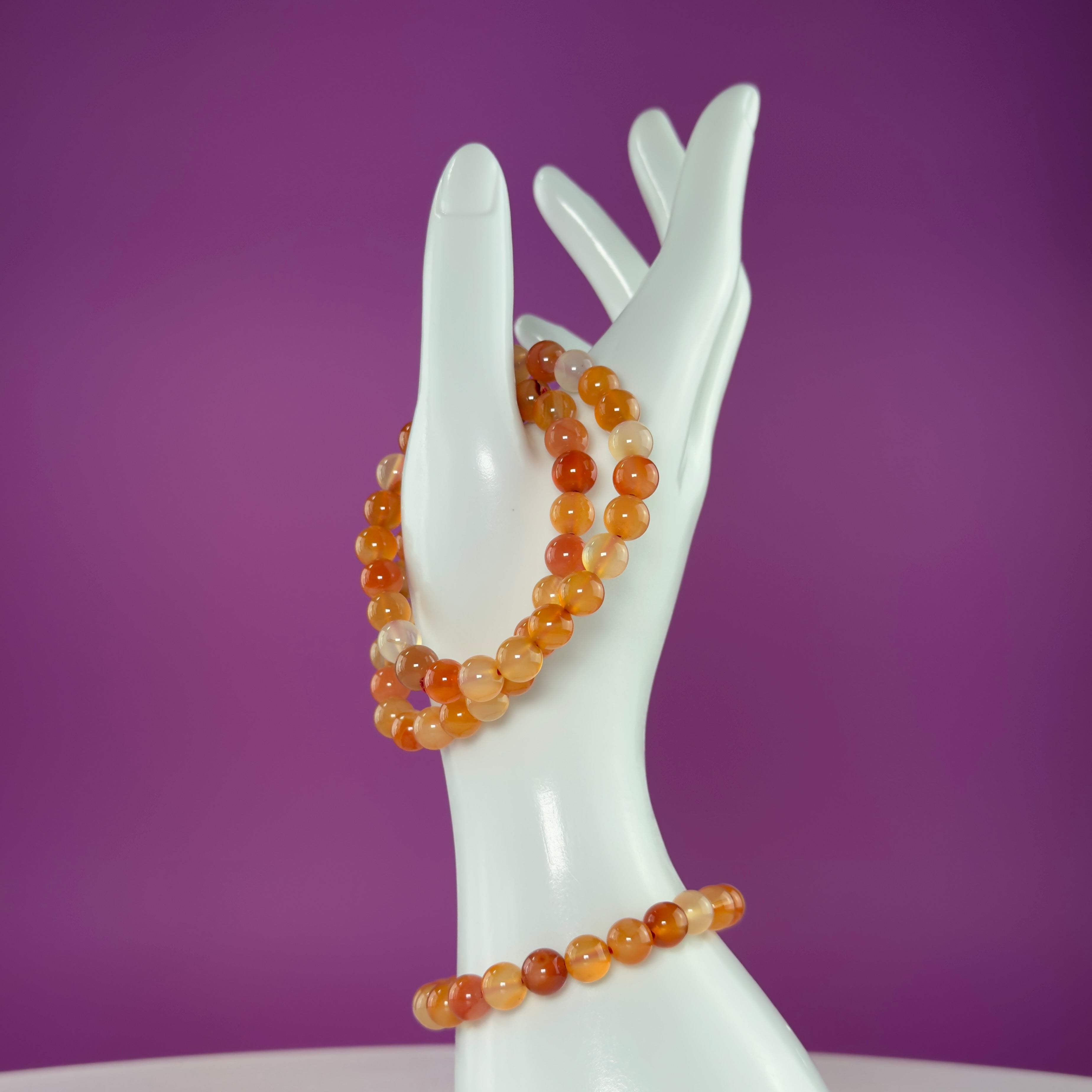 Carnelian Beaded Bracelet – 8mm Crystal Stretch Bracelet for Energy & Confidence