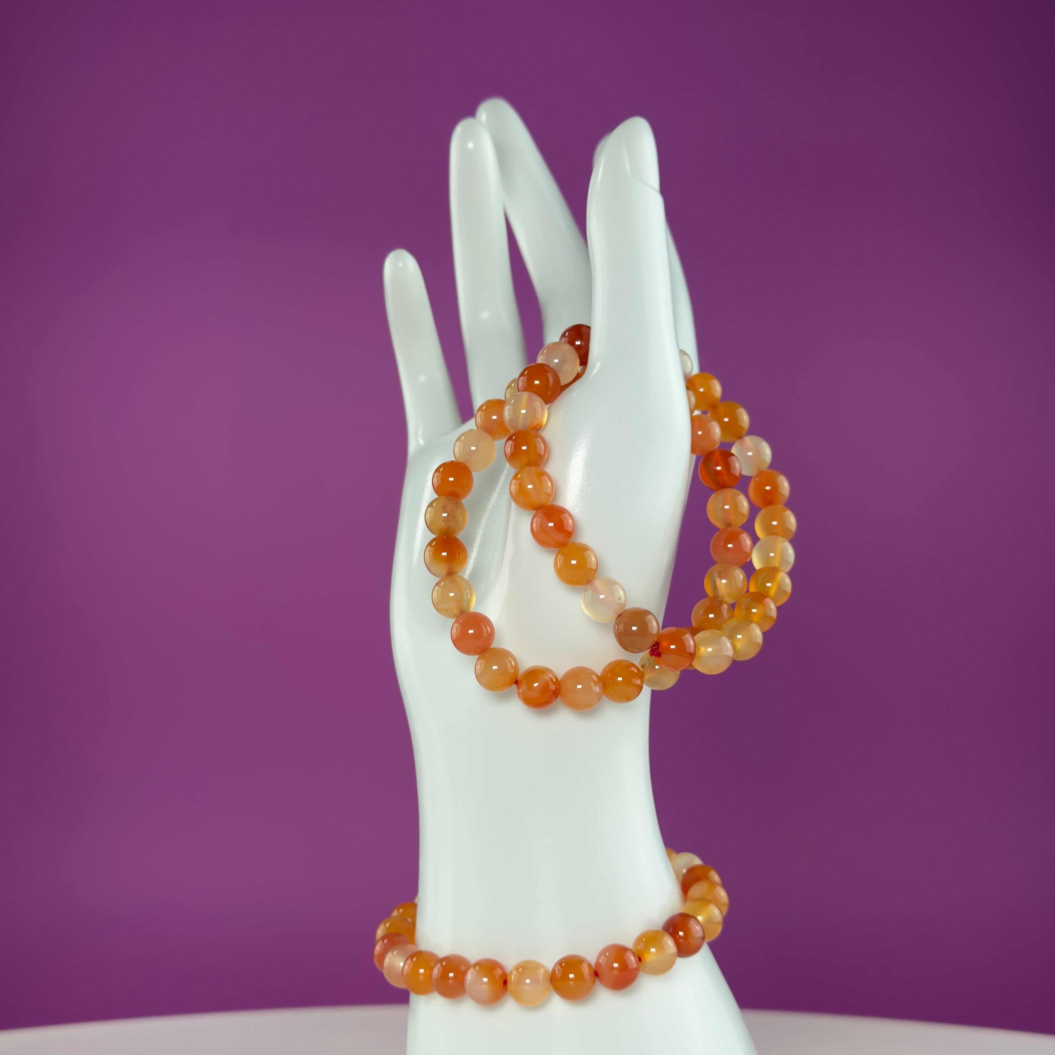 Carnelian Beaded Bracelet – 8mm Crystal Stretch Bracelet for Energy & Confidence
