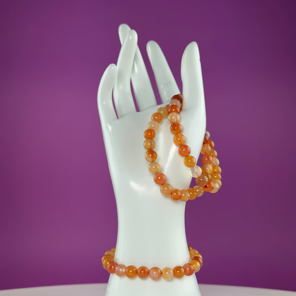 Carnelian Beaded Bracelet – 8mm Crystal Stretch Bracelet for Energy & Confidence