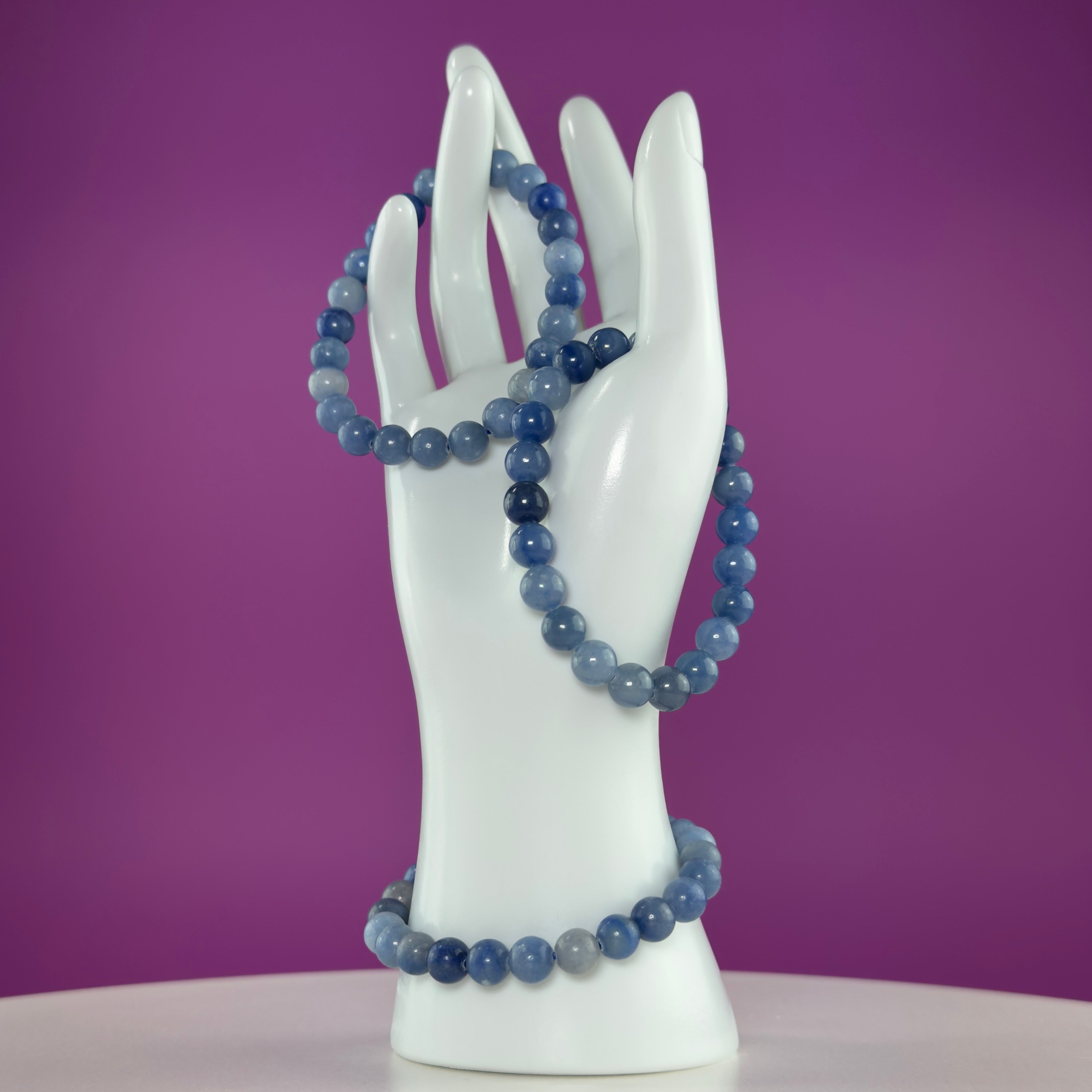 Blue Quartz Crystal Bracelet – 8mm Natural Stone Beads