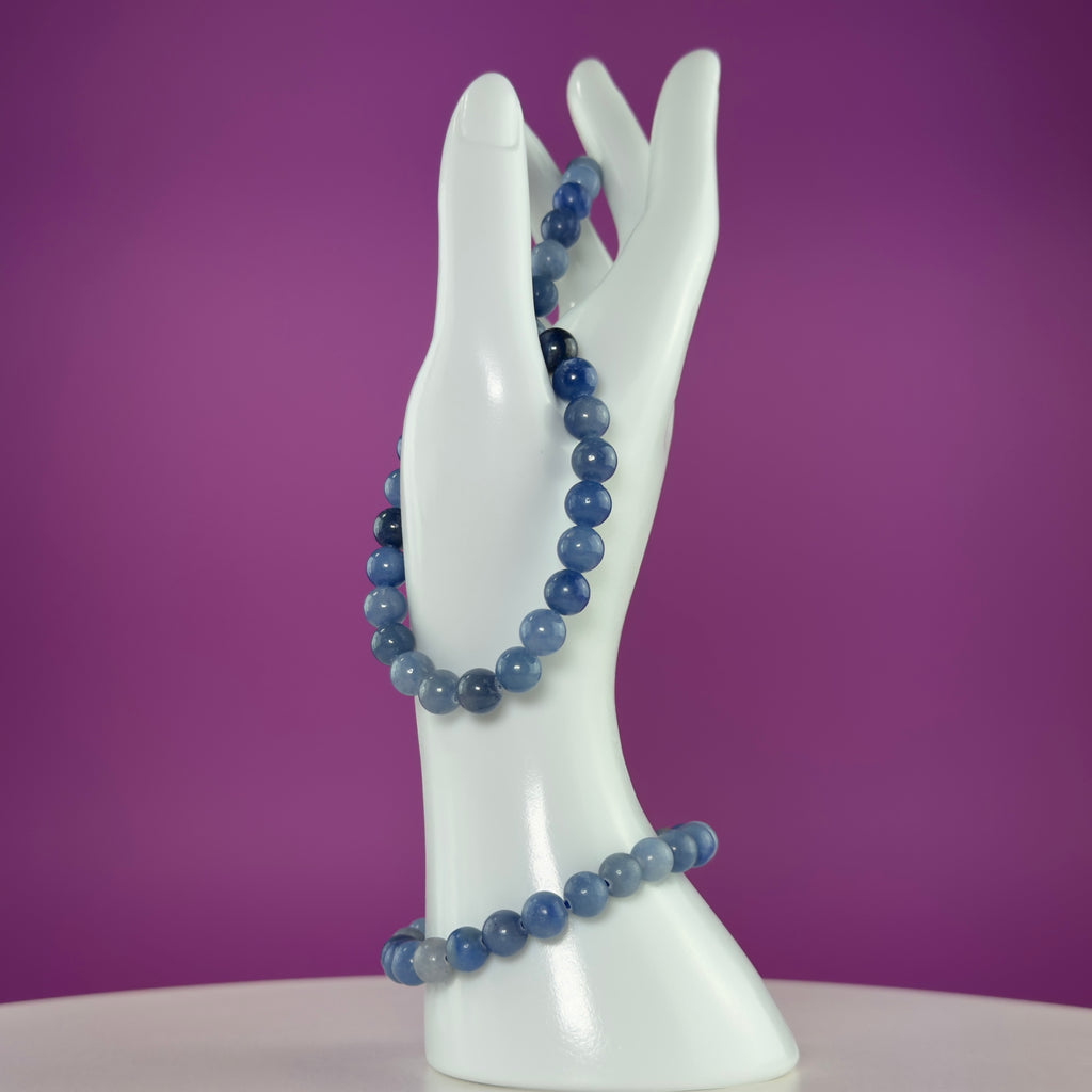 Blue Quartz Crystal Bracelet – 8mm Natural Stone Beads