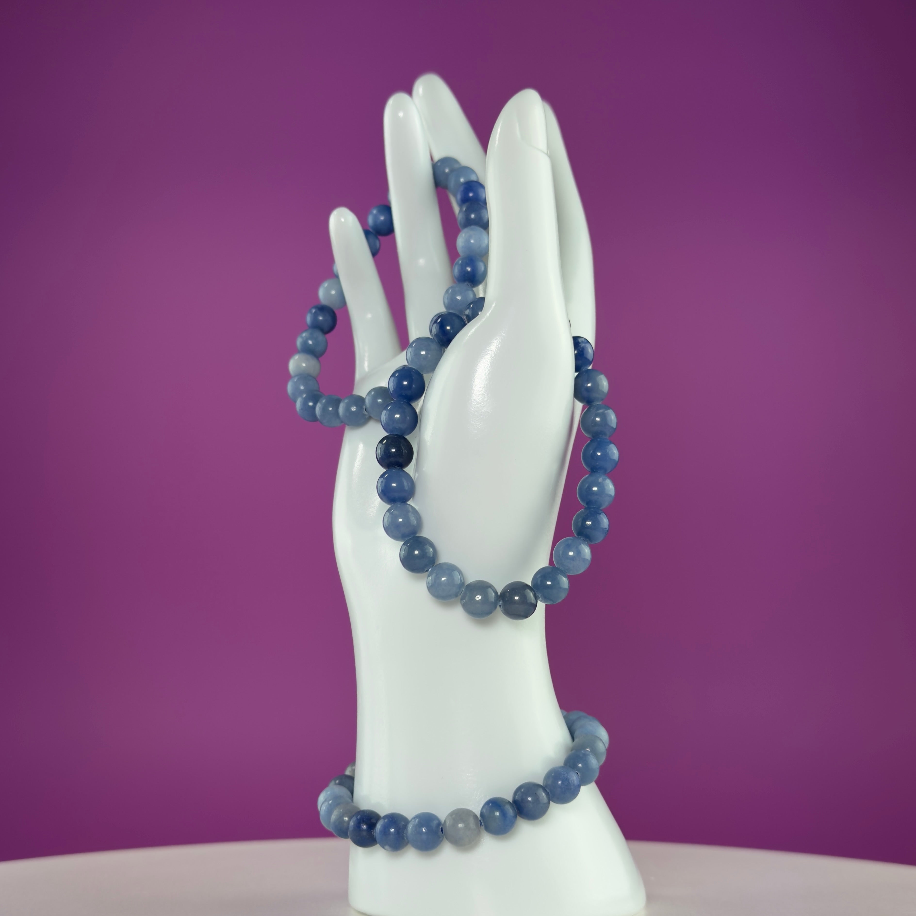 Blue Quartz Crystal Bracelet – 8mm Natural Stone Beads