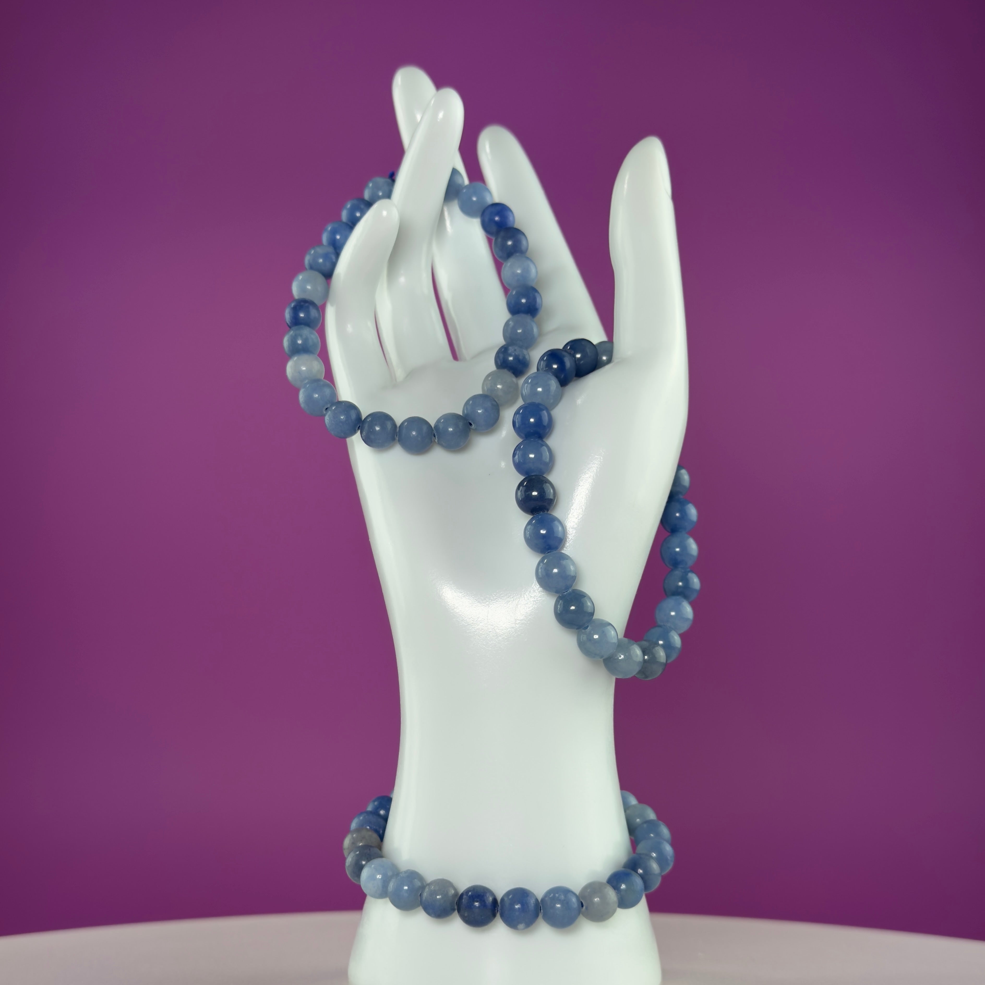 Blue Quartz Crystal Bracelet – 8mm Natural Stone Beads