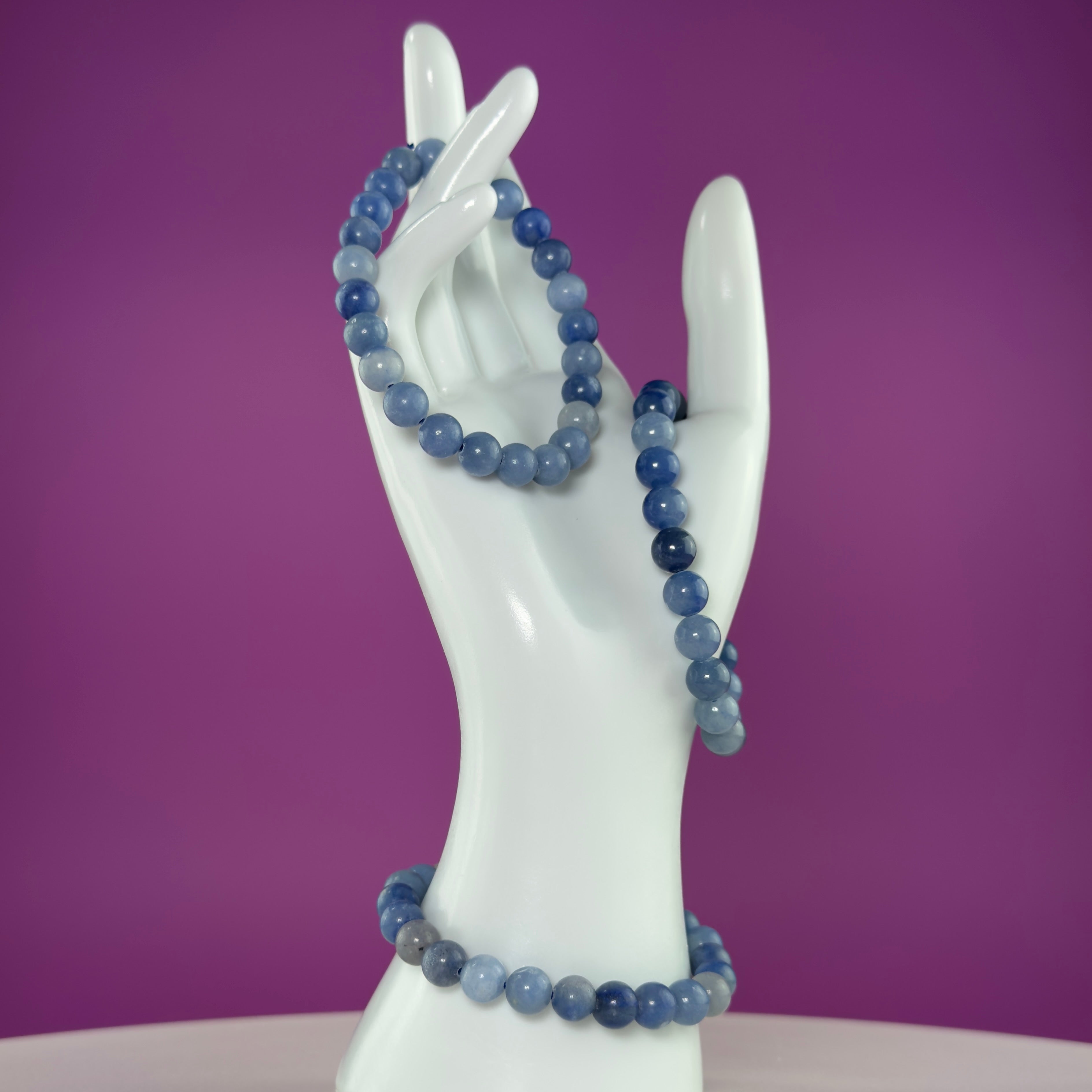 Blue Quartz Crystal Bracelet – 8mm Natural Stone Beads