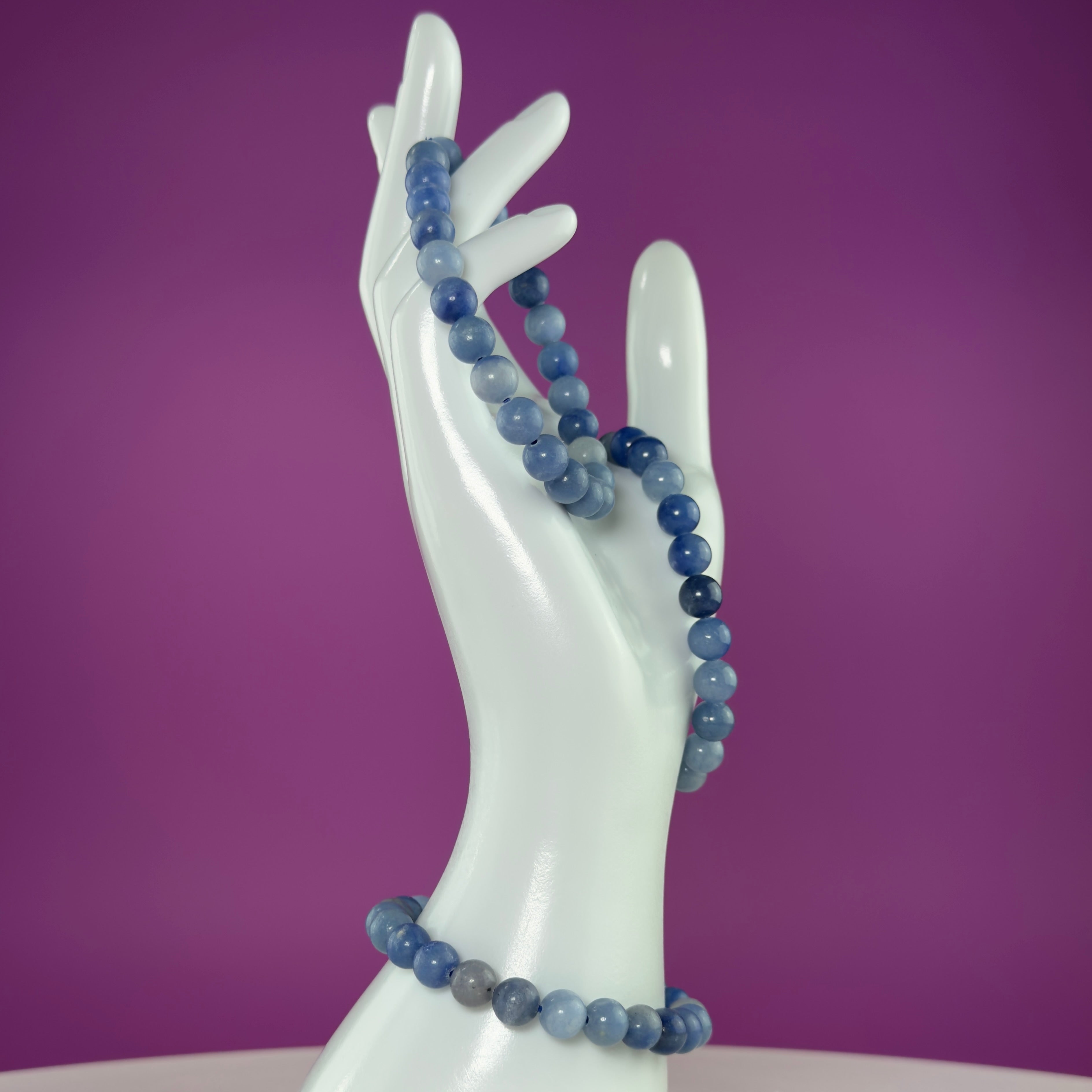 Blue Quartz Crystal Bracelet – 8mm Natural Stone Beads