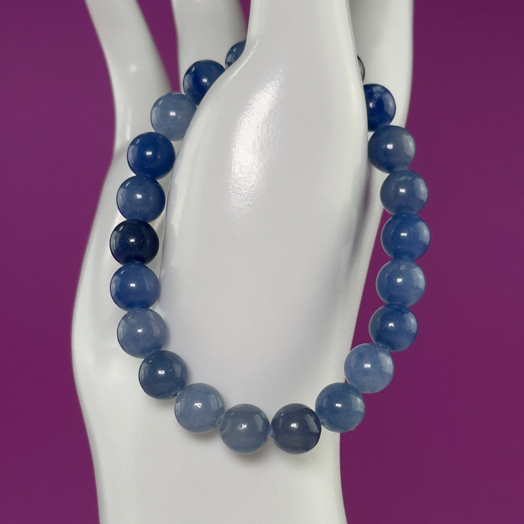 Blue Quartz Crystal Bracelet – 8mm Natural Stone Beads