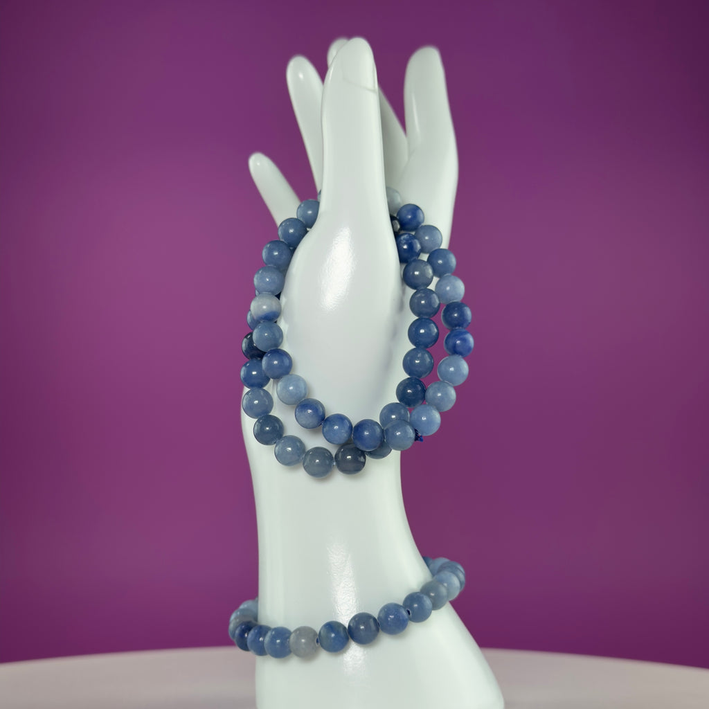 Blue Quartz Crystal Bracelet – 8mm Natural Stone Beads