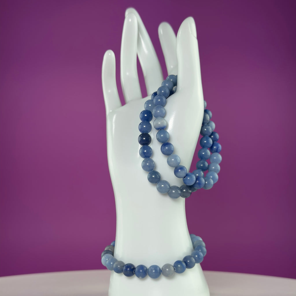 Blue Quartz Crystal Bracelet – 8mm Natural Stone Beads