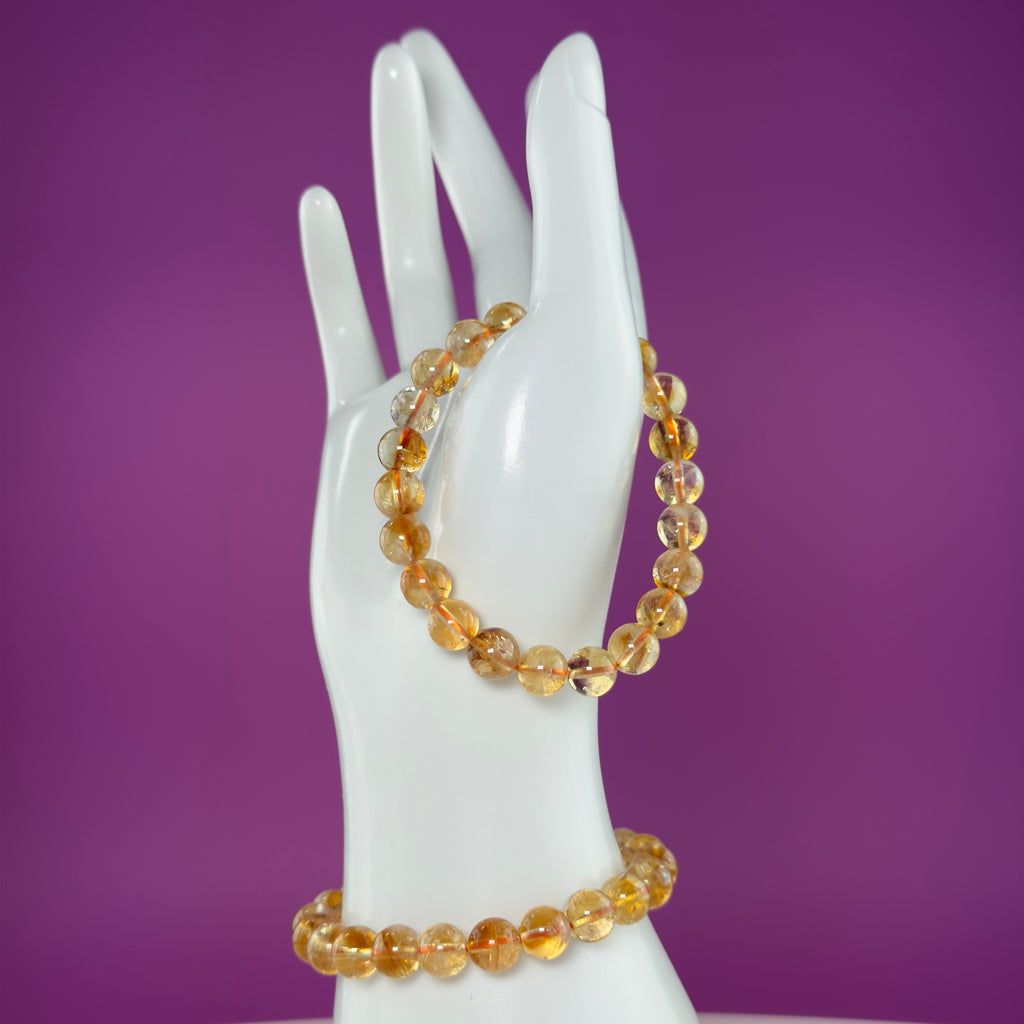 Citrine Crystal Bracelet 8mm Beads Abundance Prosperity Energy Jewelry