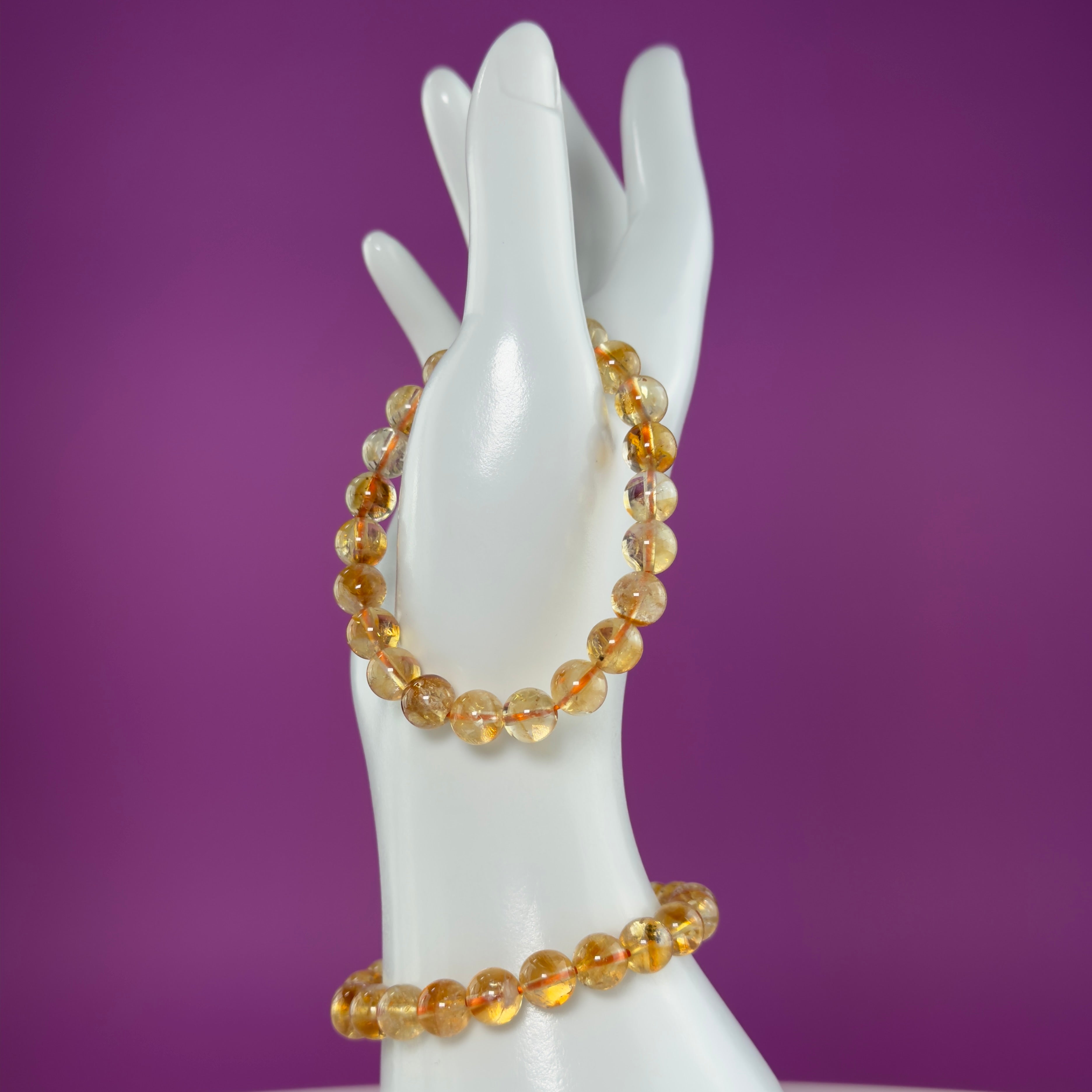 Citrine Crystal Bracelet 8mm Beads Abundance Prosperity Energy Jewelry