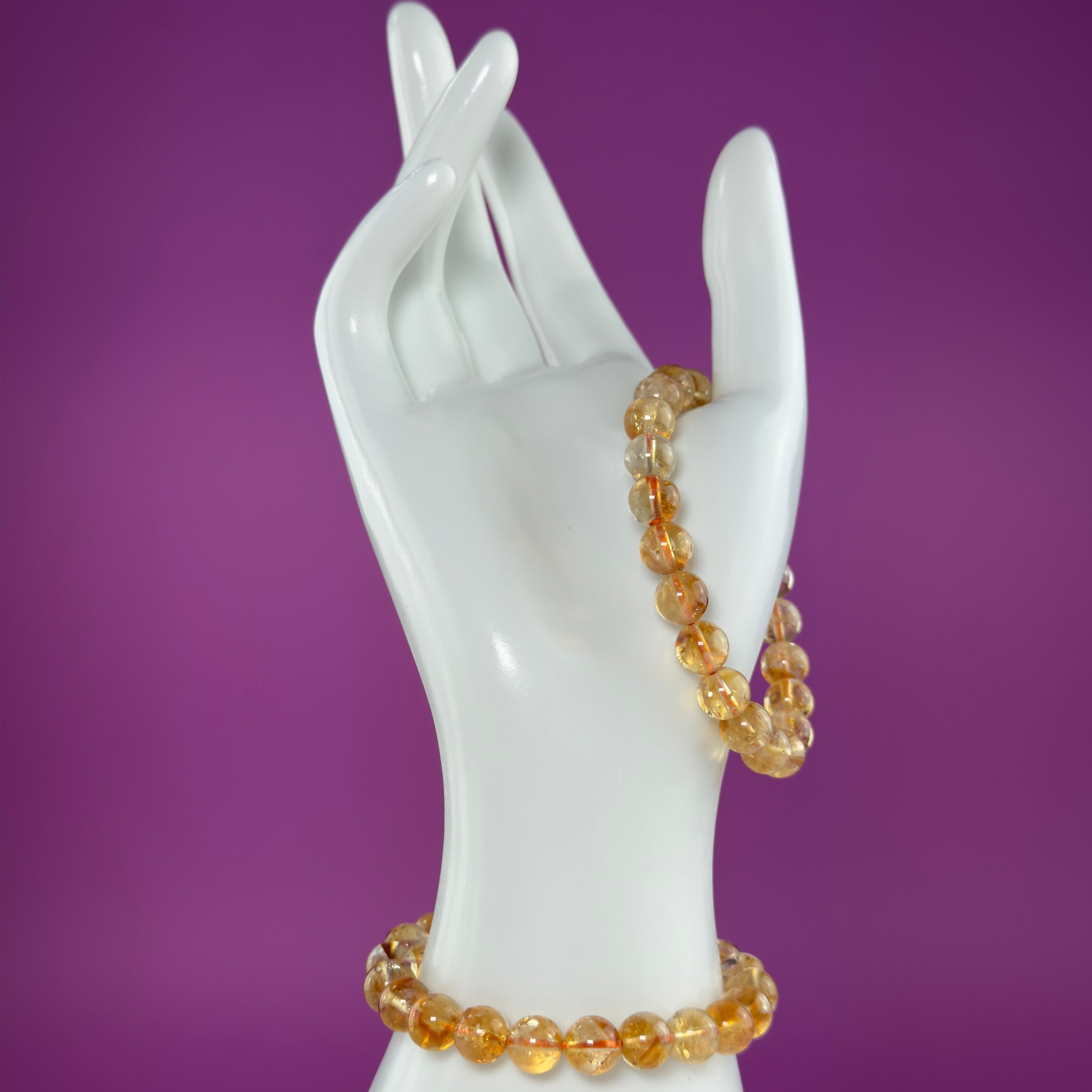 Citrine Crystal Bracelet 8mm Beads Abundance Prosperity Energy Jewelry