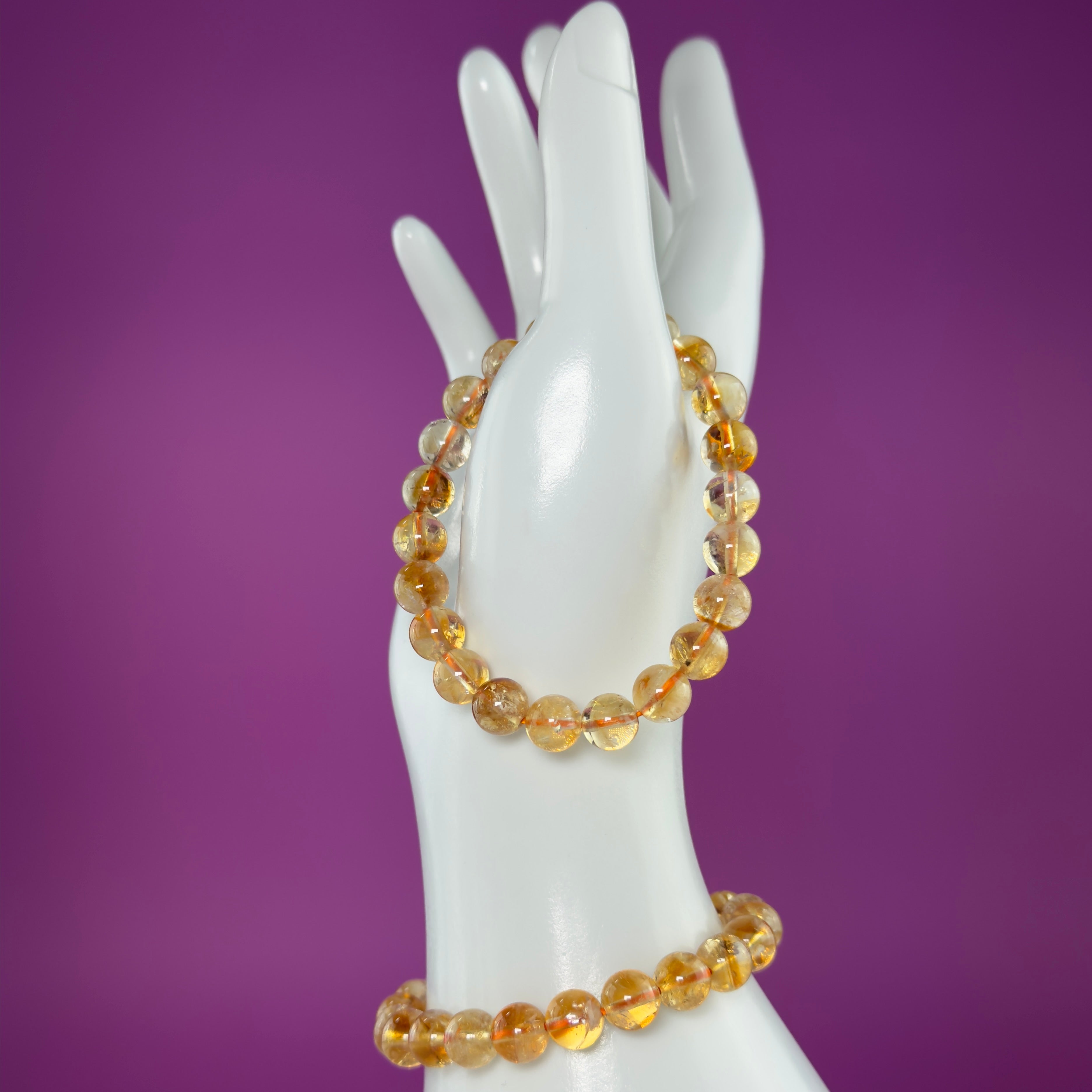 Citrine Crystal Bracelet 8mm Beads Abundance Prosperity Energy Jewelry