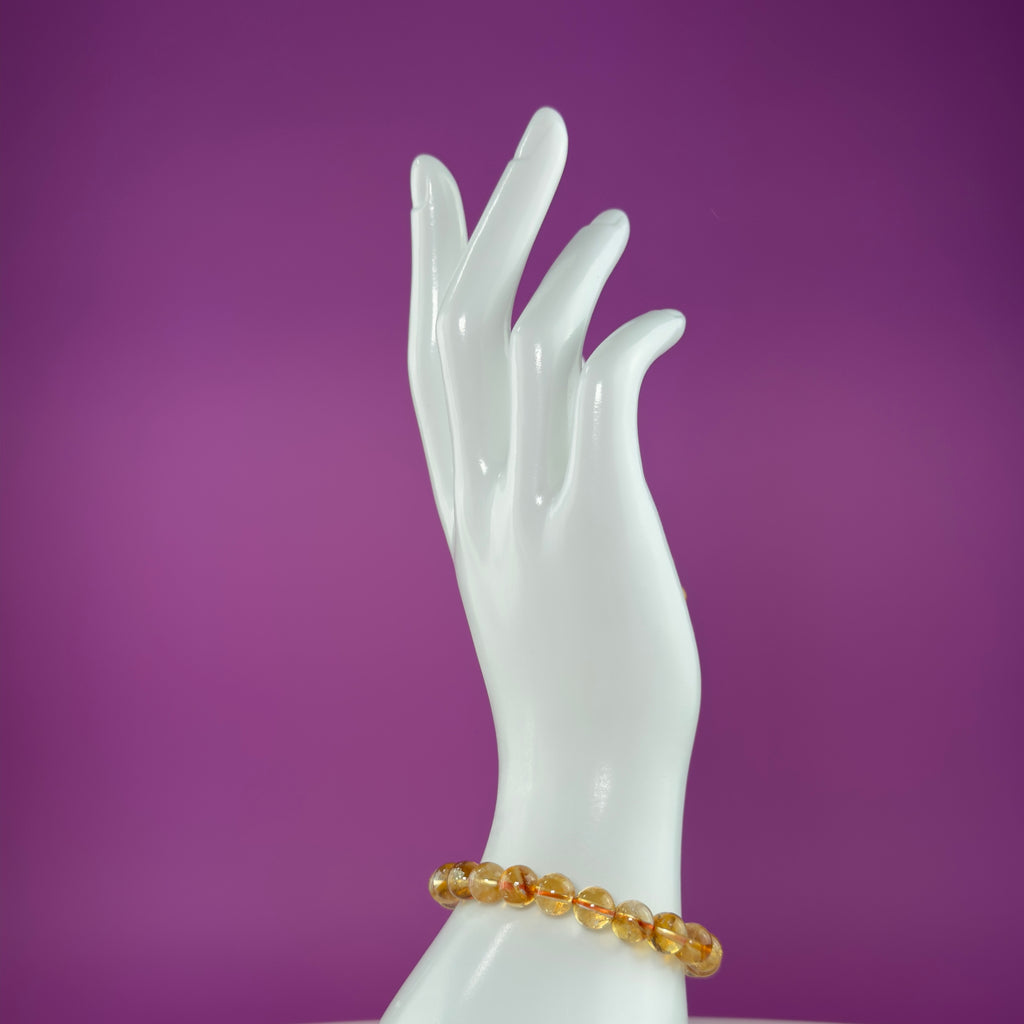 Citrine Crystal Bracelet 8mm Beads Abundance Prosperity Energy Jewelry