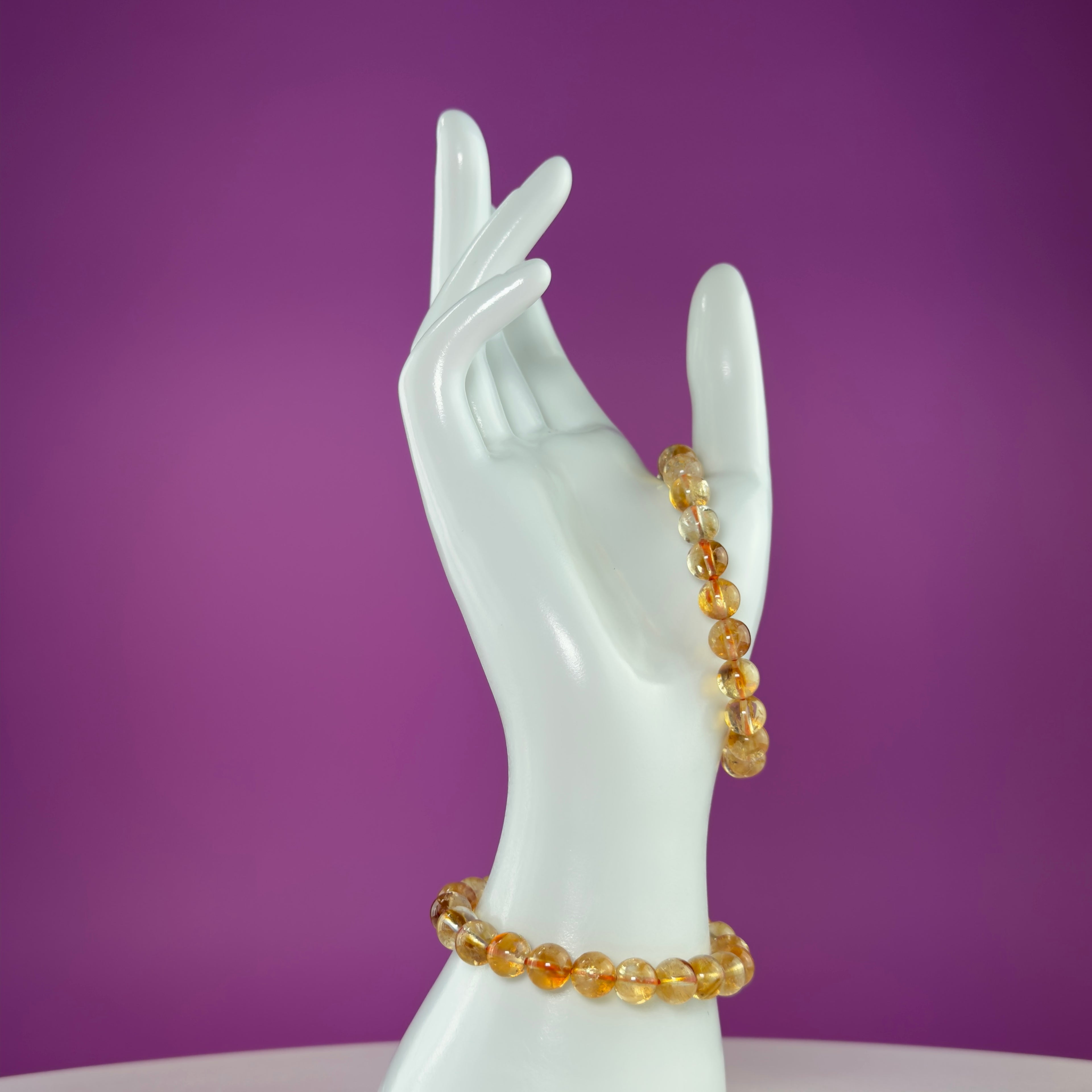 Citrine Crystal Bracelet 8mm Beads Abundance Prosperity Energy Jewelry