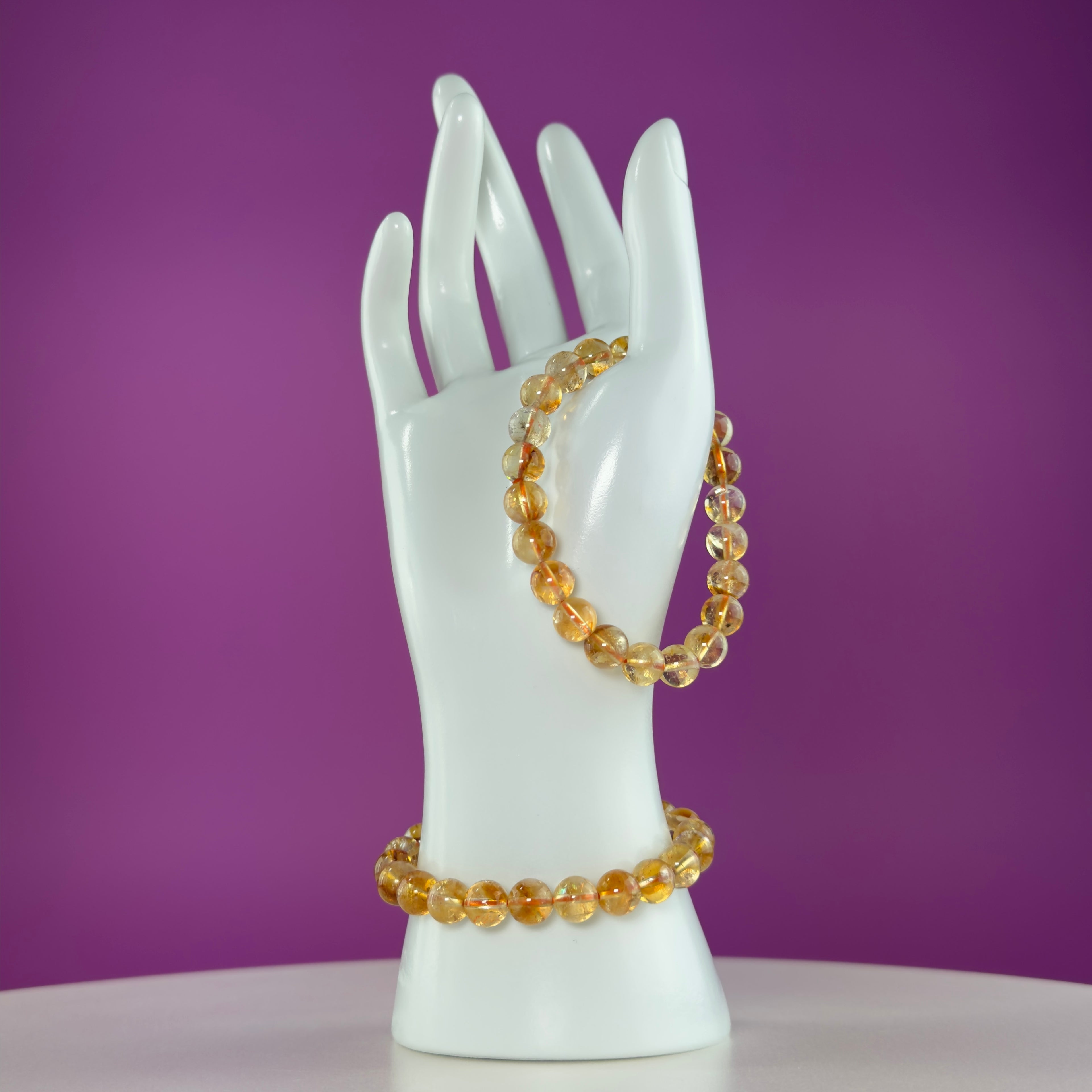 Citrine Crystal Bracelet 8mm Beads Abundance Prosperity Energy Jewelry