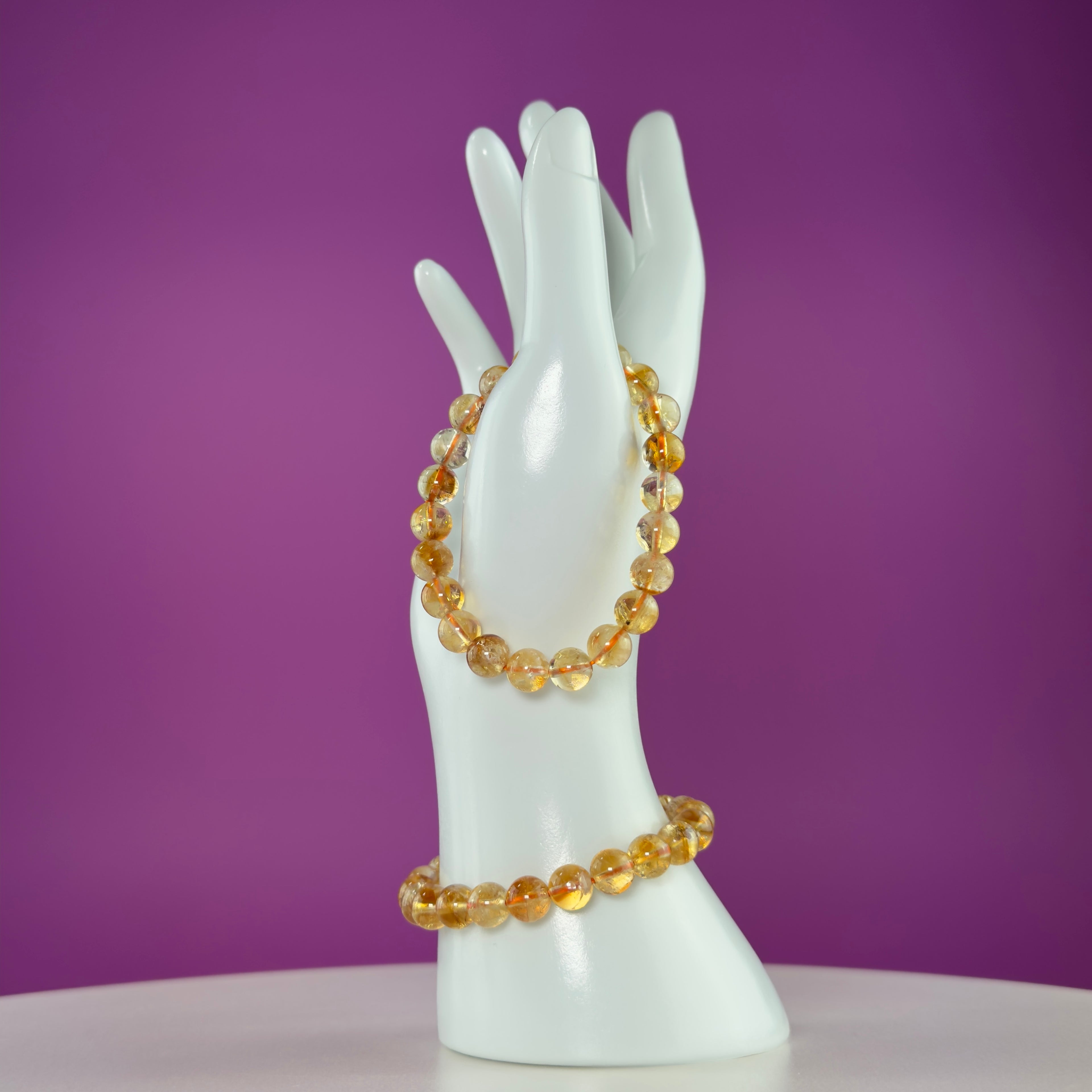 Citrine Crystal Bracelet 8mm Beads Abundance Prosperity Energy Jewelry
