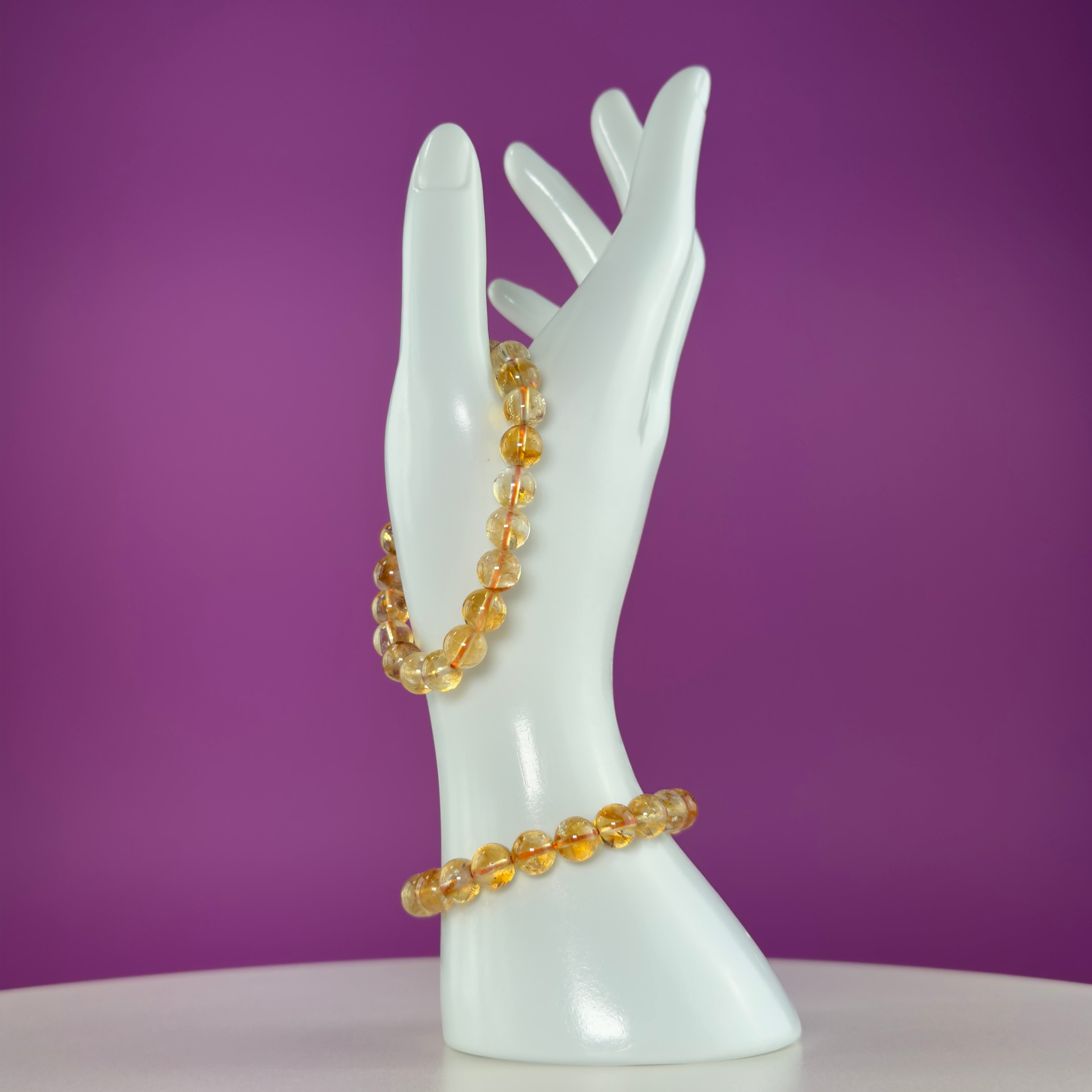 Citrine Crystal Bracelet 8mm Beads Abundance Prosperity Energy Jewelry
