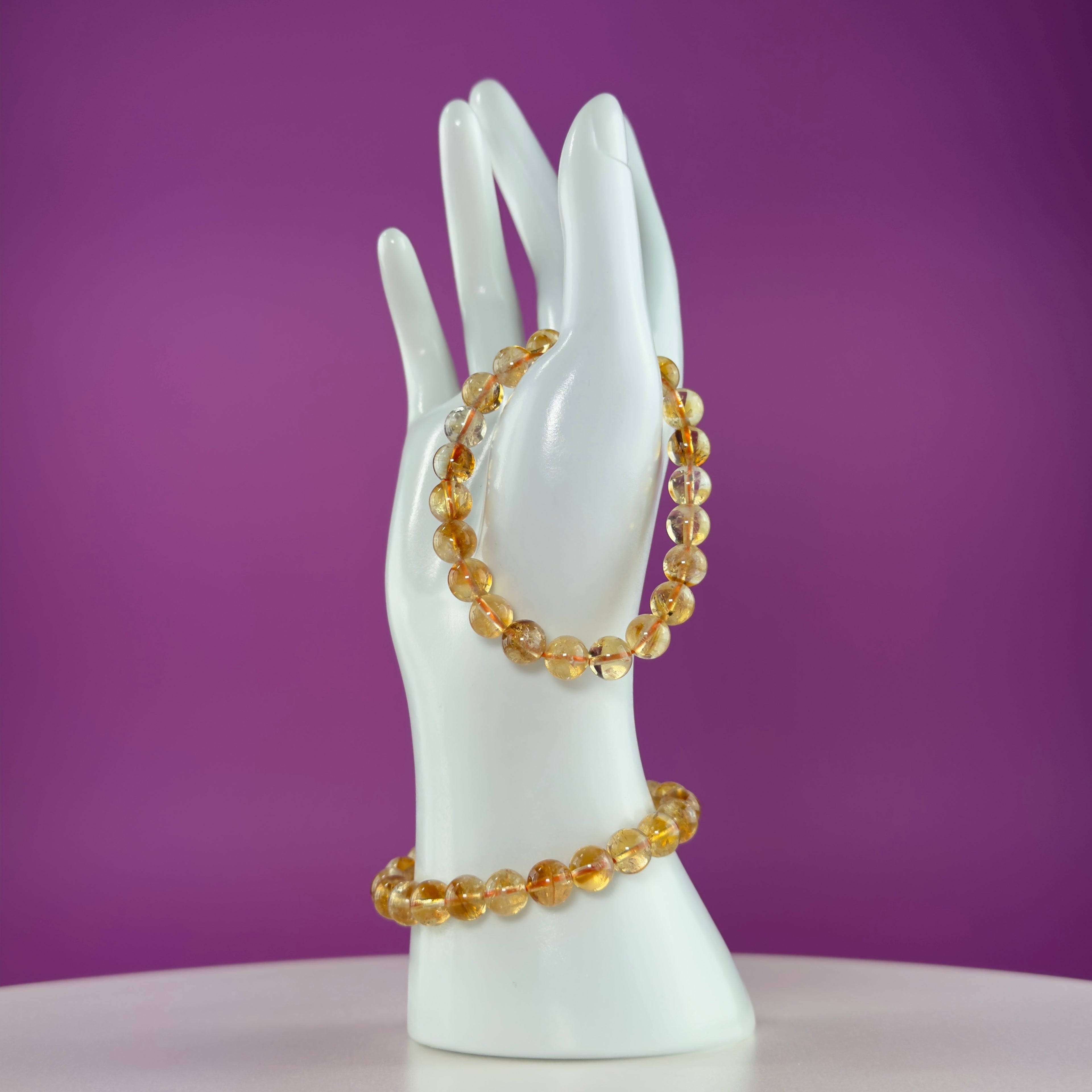 Citrine Crystal Bracelet 8mm Beads Abundance Prosperity Energy Jewelry