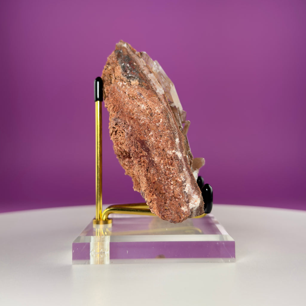 Rare Selenite on Matrix from Bermejillo, Mexico – 416g Collector Specimen with Stand