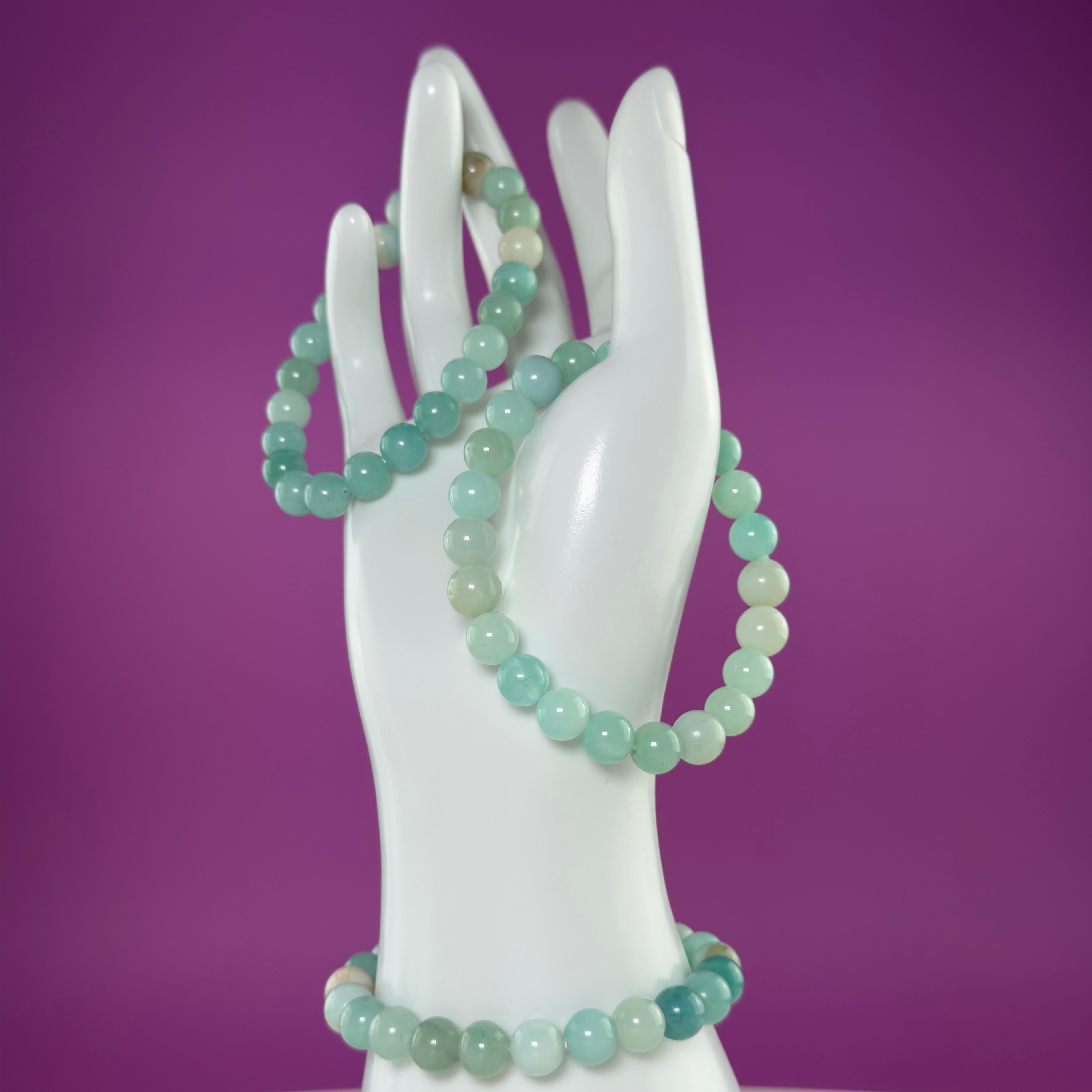 Caribbean Calcite Crystal Bracelet – 8mm Blue Green Beads