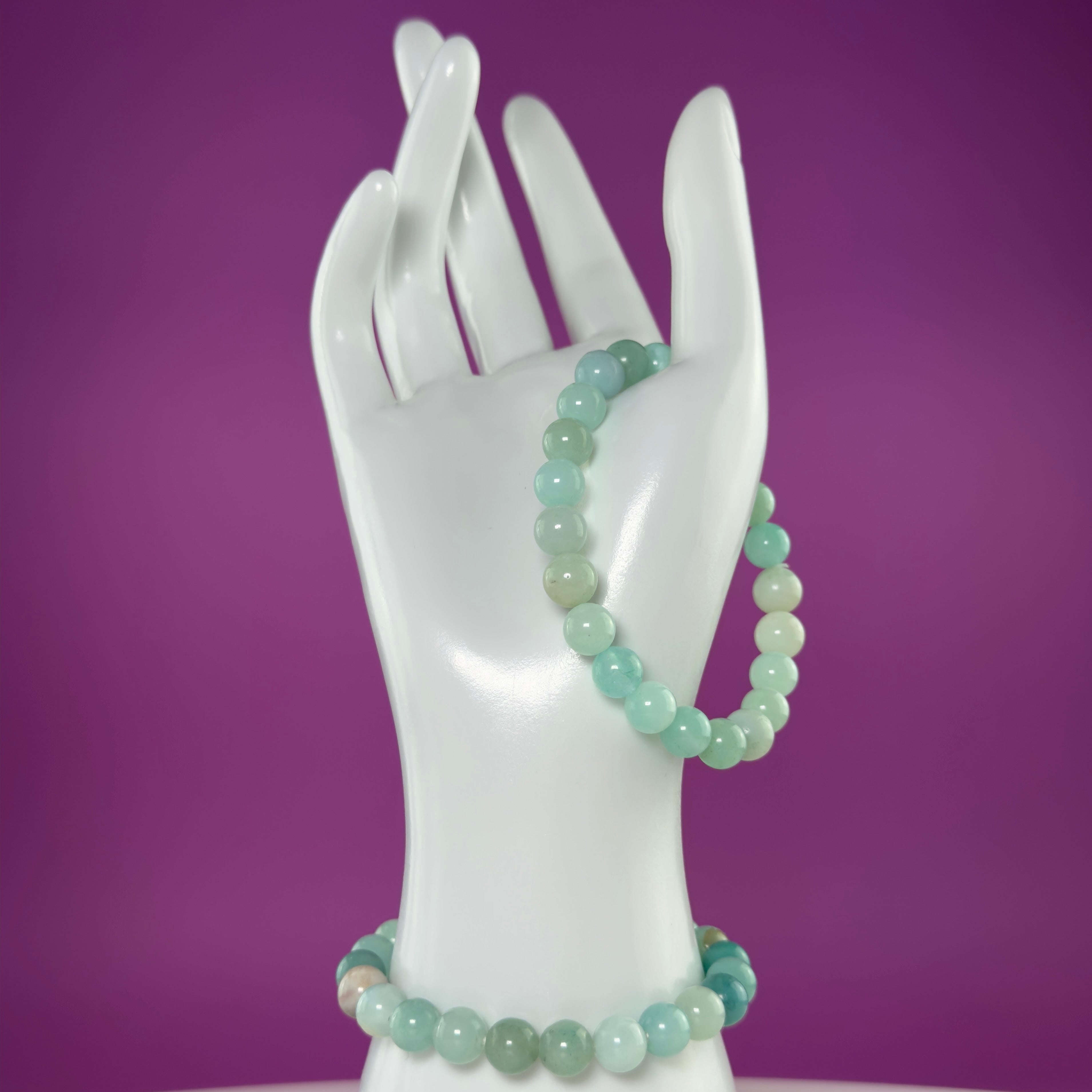 Caribbean Calcite Crystal Bracelet – 8mm Blue Green Beads