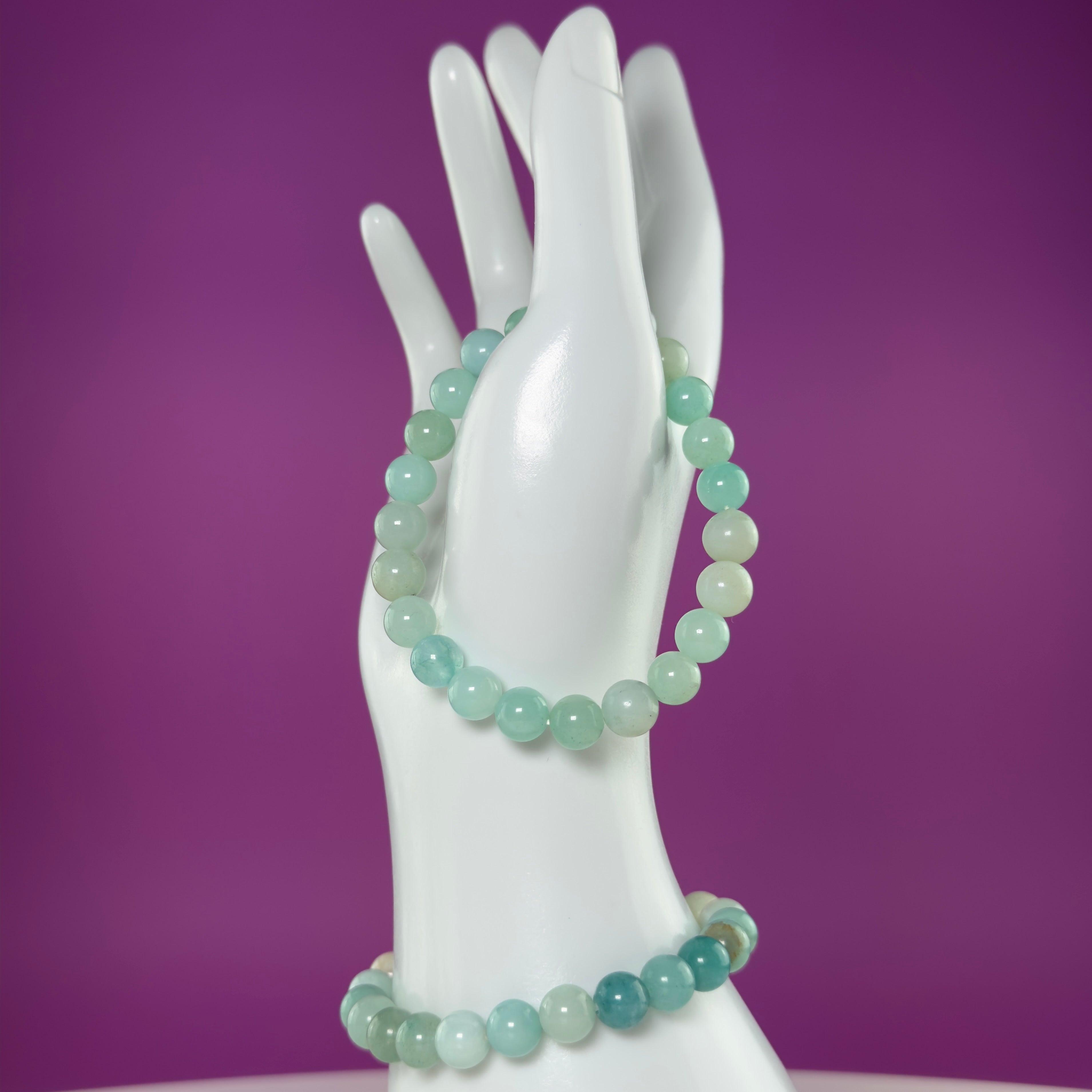 Caribbean Calcite Crystal Bracelet – 8mm Blue Green Beads