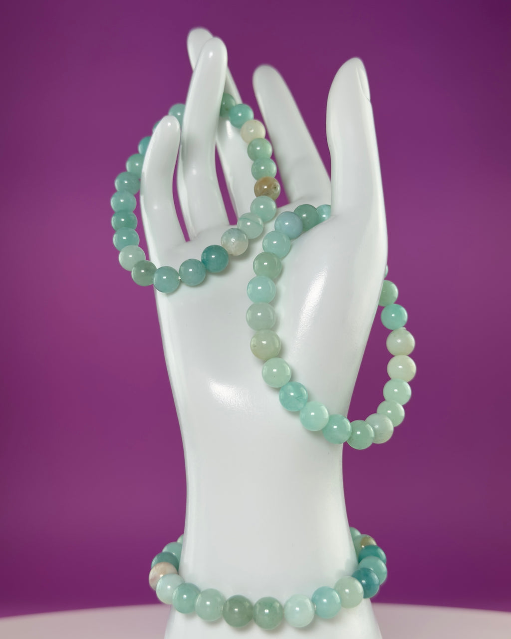 Caribbean Calcite Crystal Bracelet – 8mm Blue Green Beads