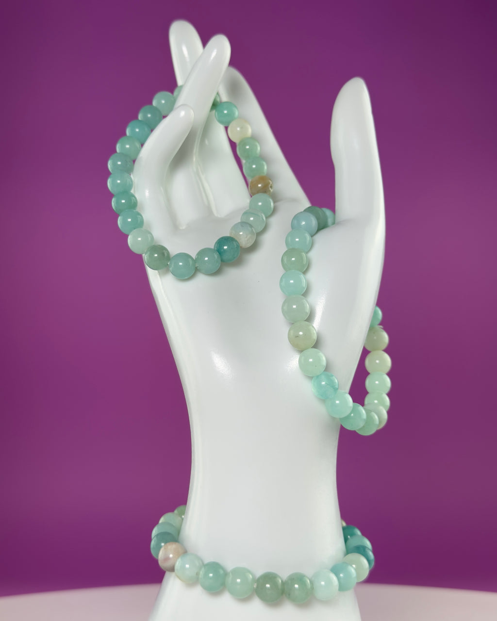 Caribbean Calcite Crystal Bracelet – 8mm Blue Green Beads