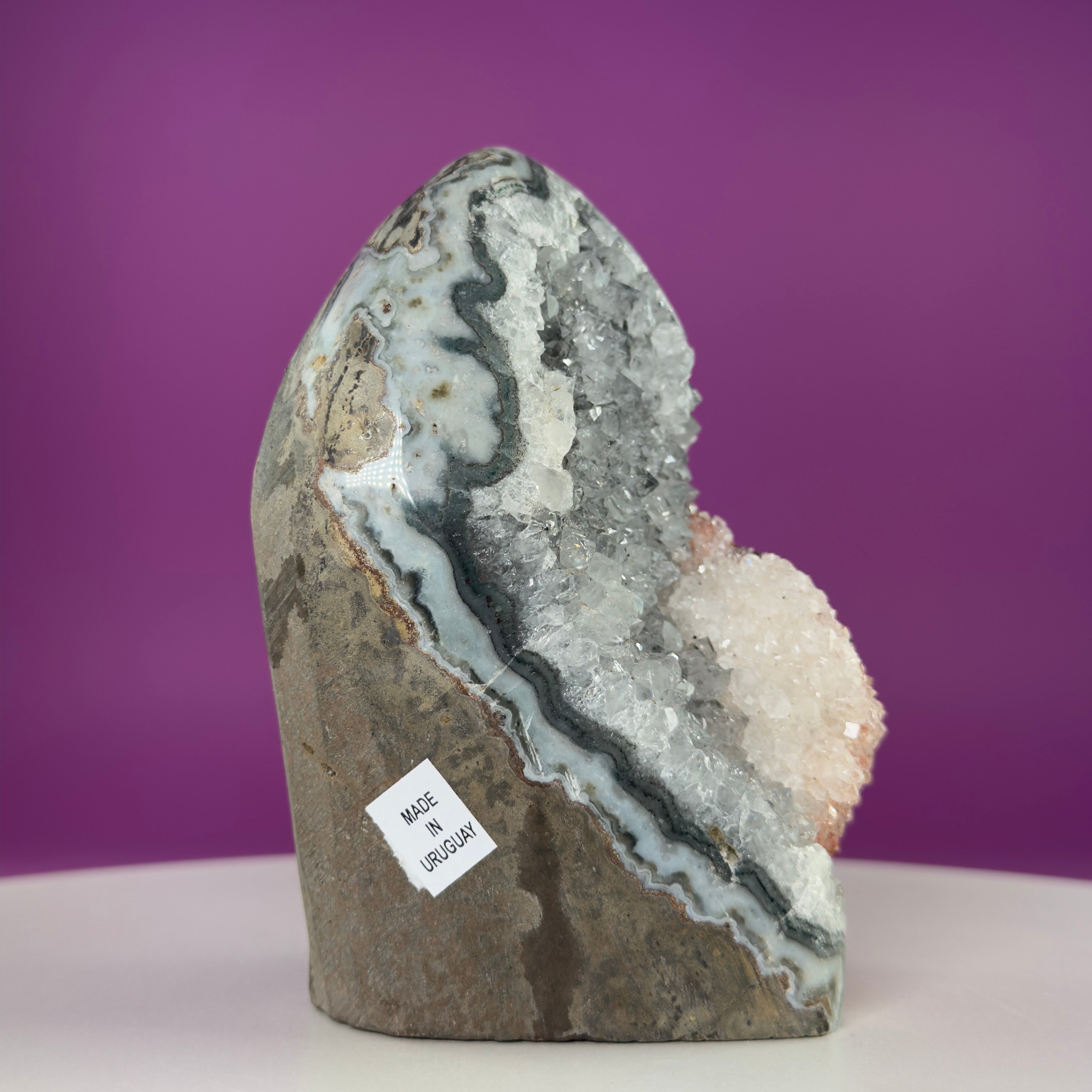 White Amethyst Druzy with Red Calcite from Uruguay – 837g Statement Crystal Specimen