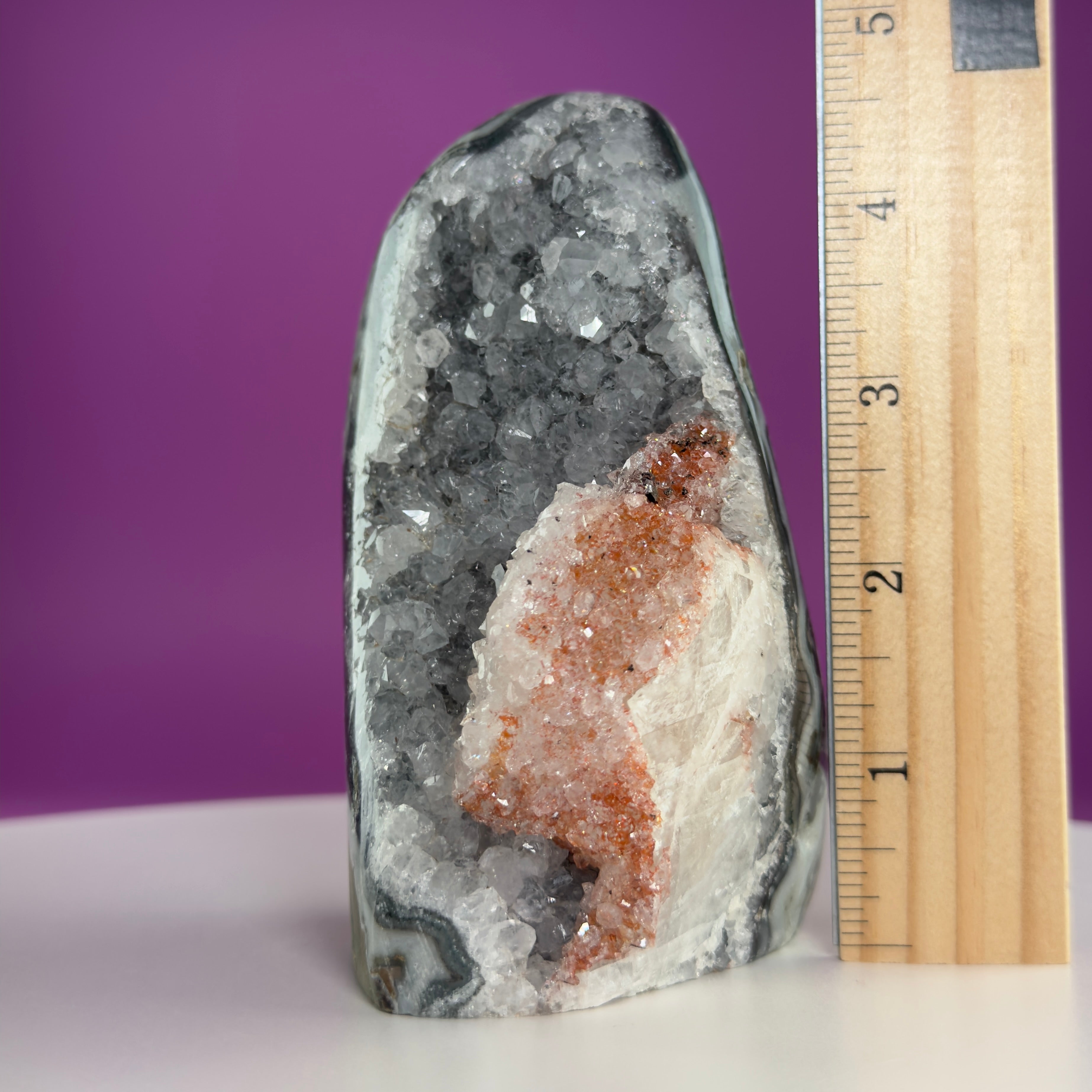 White Amethyst Druzy with Red Calcite from Uruguay – 837g Statement Crystal Specimen