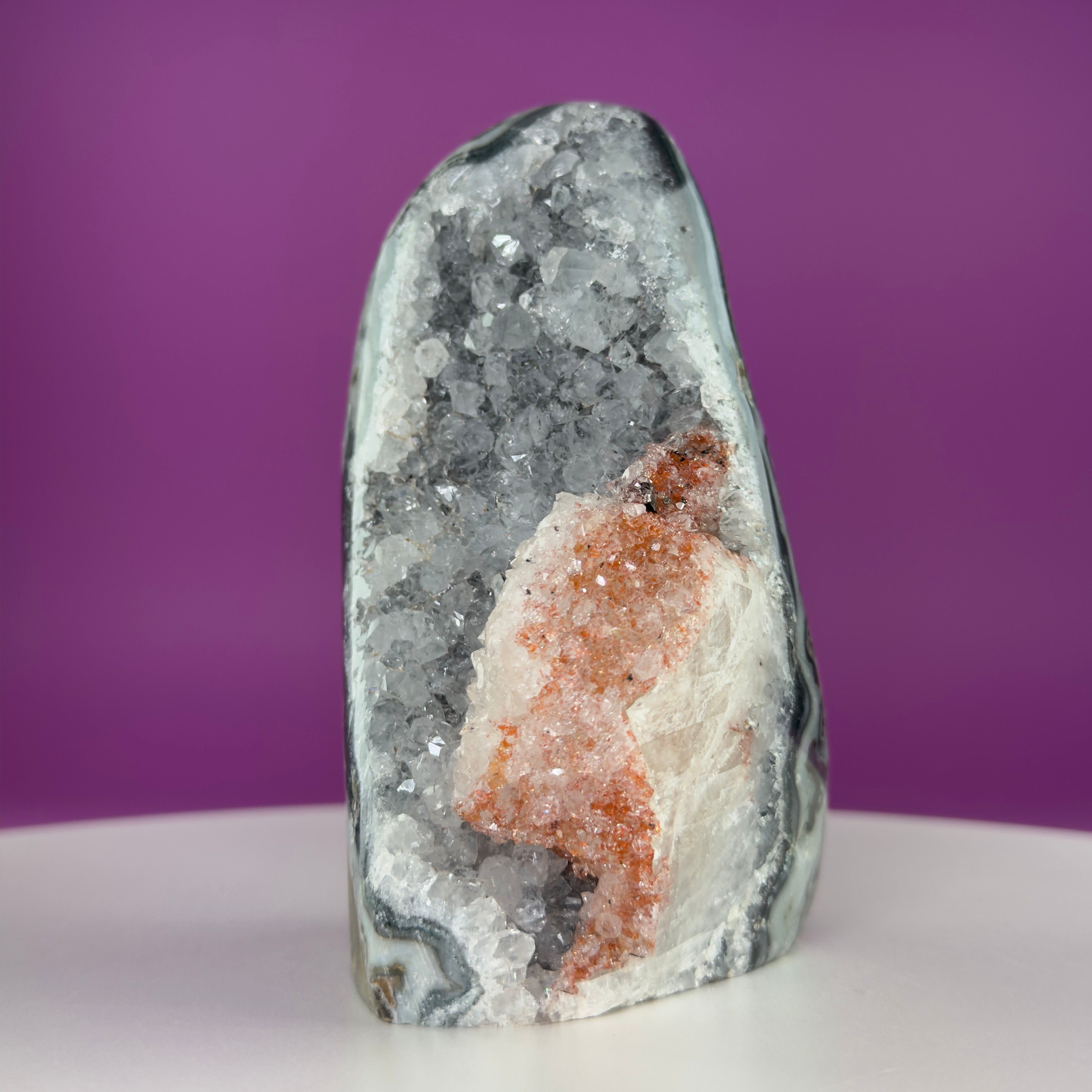 White Amethyst Druzy with Red Calcite from Uruguay – 837g Statement Crystal Specimen