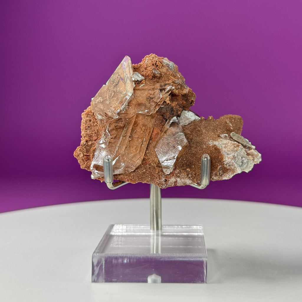 Selenite on Matrix (Bermejillo, Durango, Mexico) (Includes Silver Metal/Acrylic Stand)