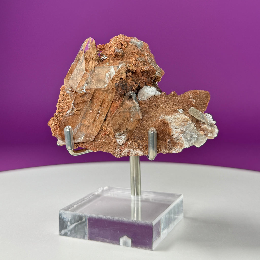 Selenite on Matrix (Bermejillo, Durango, Mexico) (Includes Silver Metal/Acrylic Stand)
