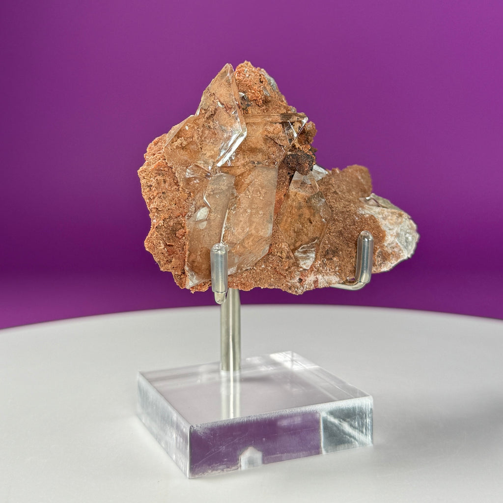 Selenite on Matrix (Bermejillo, Durango, Mexico) (Includes Silver Metal/Acrylic Stand)