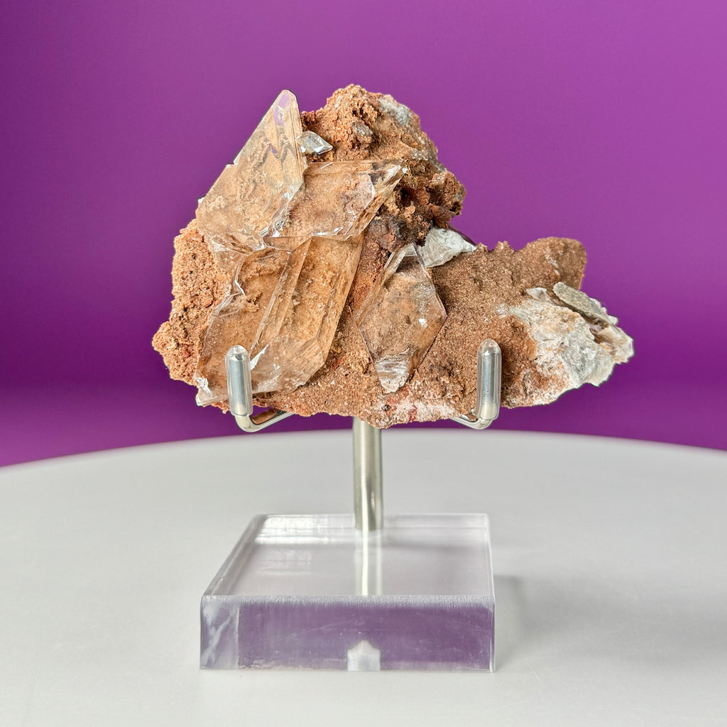 Selenite on Matrix (Bermejillo, Durango, Mexico) (Includes Silver Metal/Acrylic Stand)