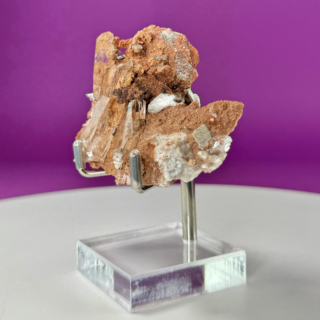 Selenite on Matrix (Bermejillo, Durango, Mexico) (Includes Silver Metal/Acrylic Stand)