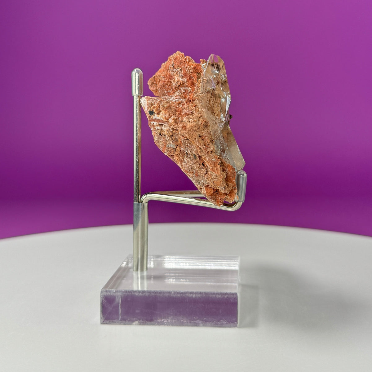 Selenite on Matrix (Bermejillo, Durango, Mexico) (Includes Silver Metal/Acrylic Stand)