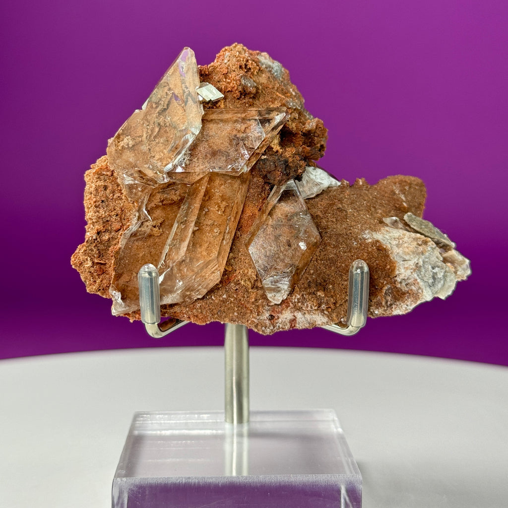 Selenite on Matrix (Bermejillo, Durango, Mexico) (Includes Silver Metal/Acrylic Stand)