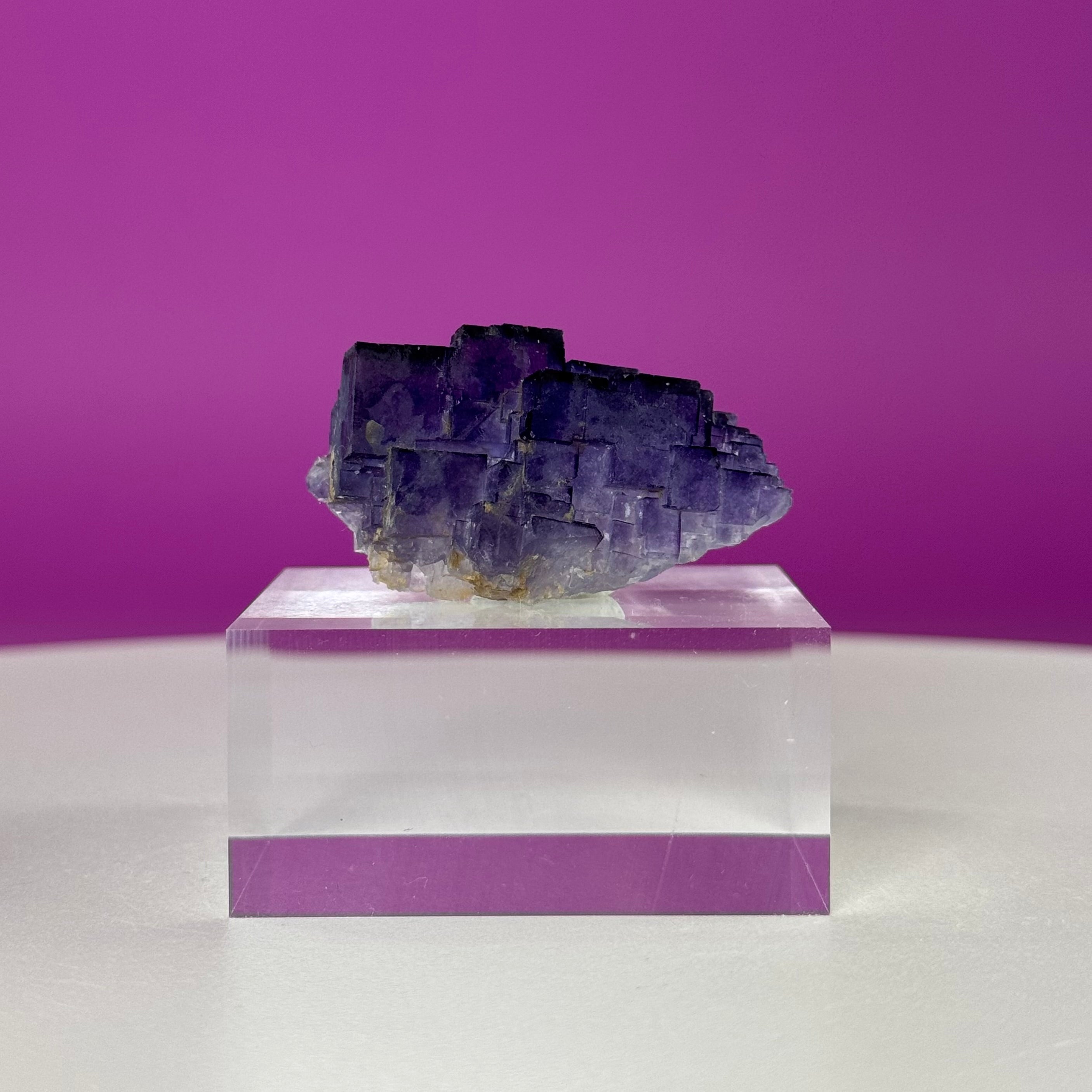 Purple Cubic Fluorite Specimen – Zhejiang China with Display