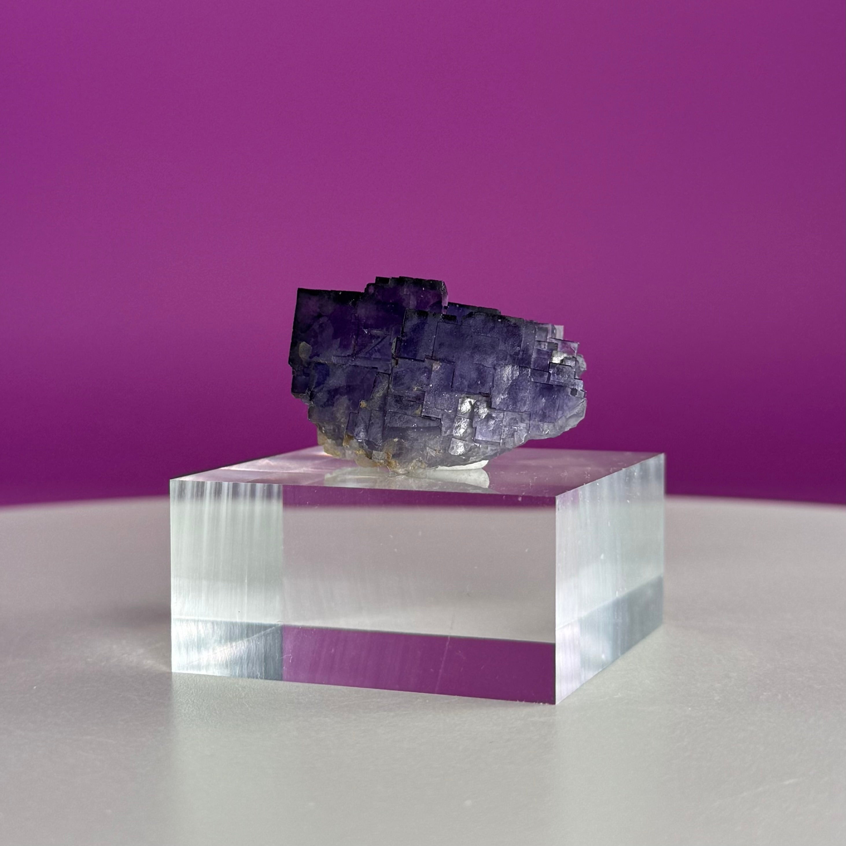 Purple Cubic Fluorite Specimen – Zhejiang China with Display