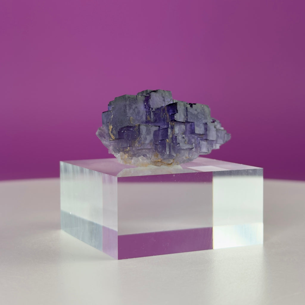 Purple Cubic Fluorite Specimen – Zhejiang China with Display