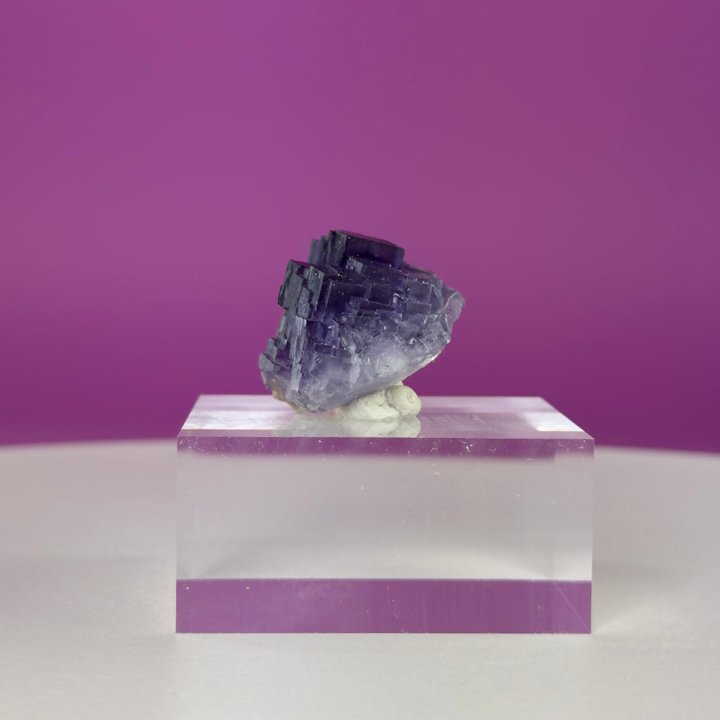 Purple Cubic Fluorite Specimen – Zhejiang China with Display
