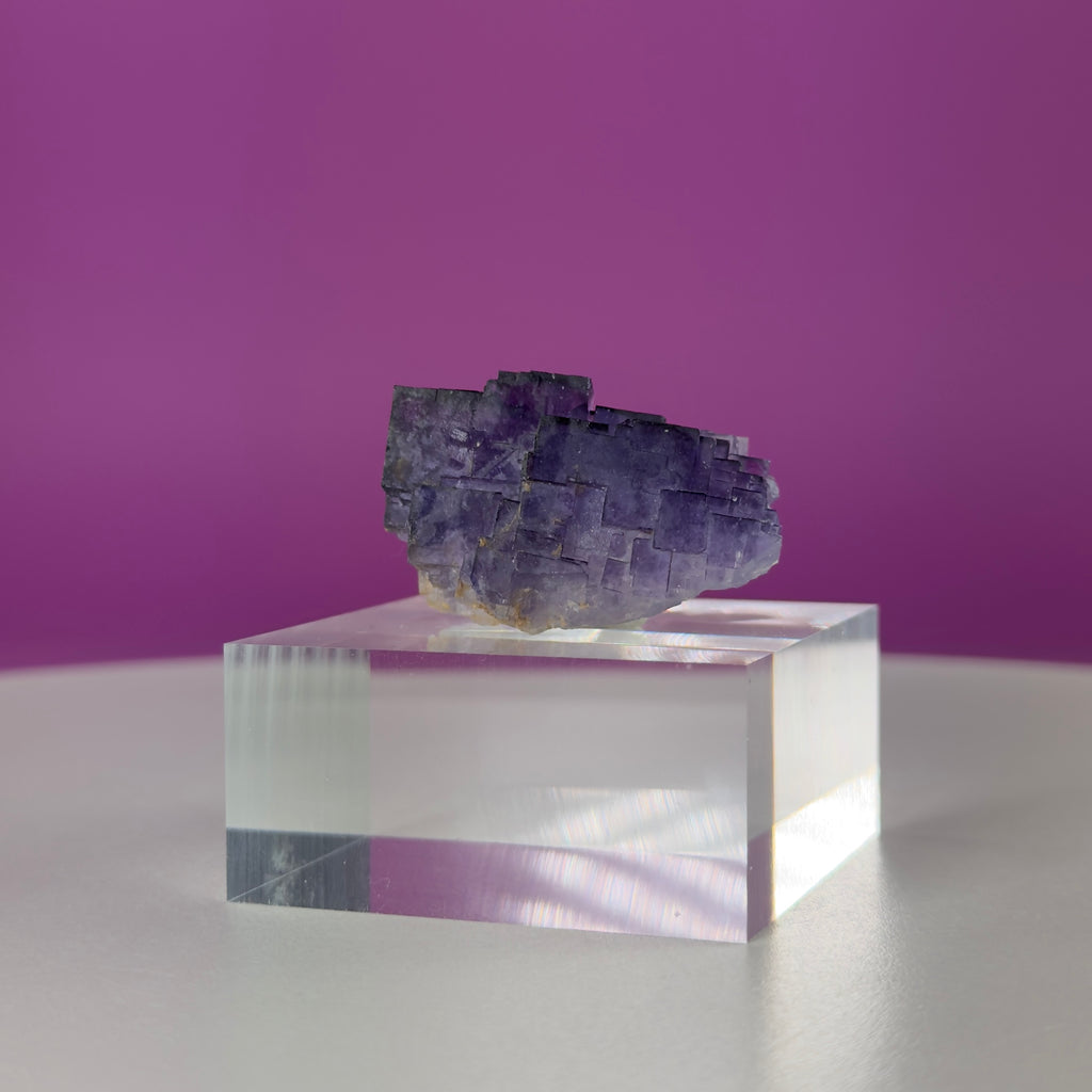 Purple Cubic Fluorite Specimen – Zhejiang China with Display