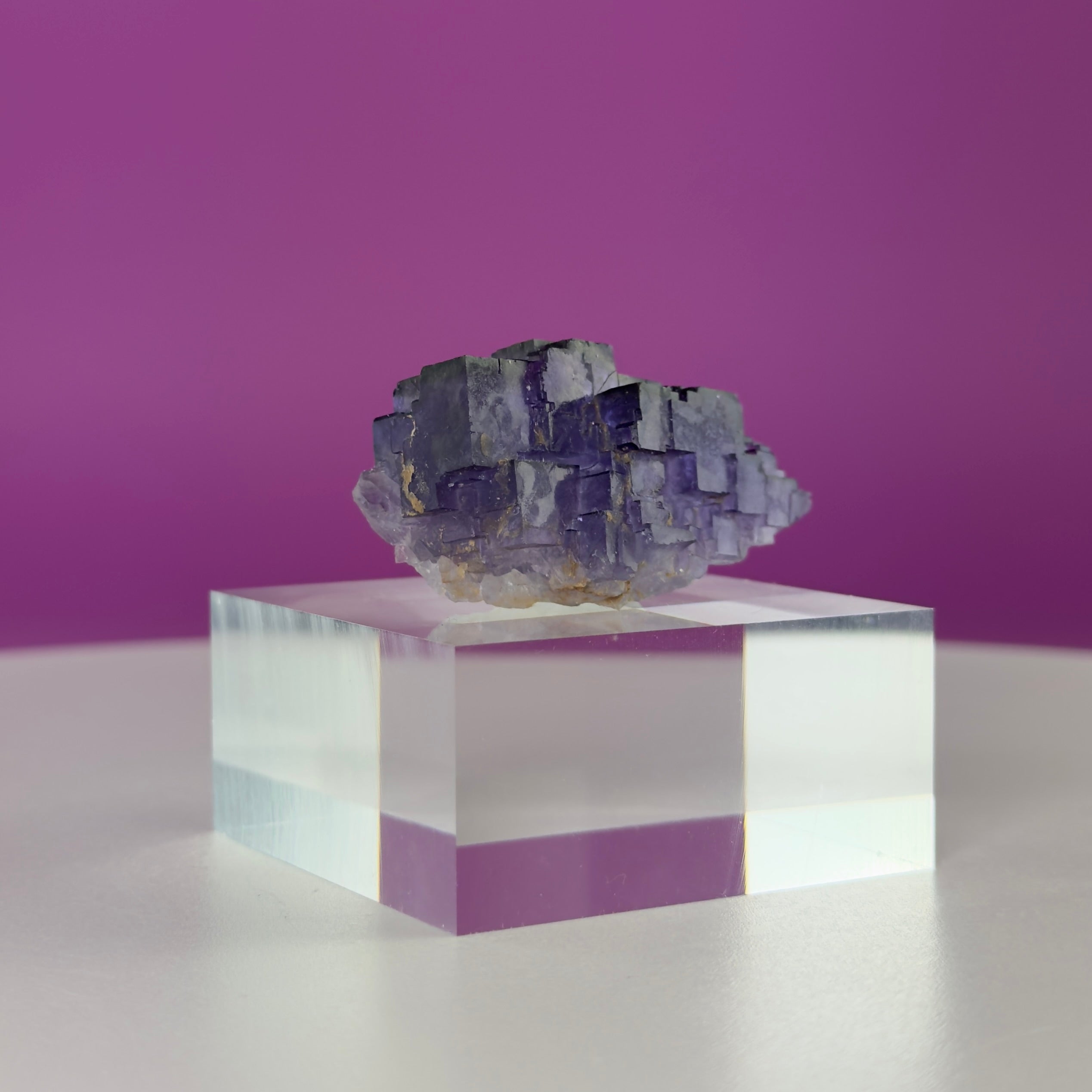 Purple Cubic Fluorite Specimen – Zhejiang China with Display