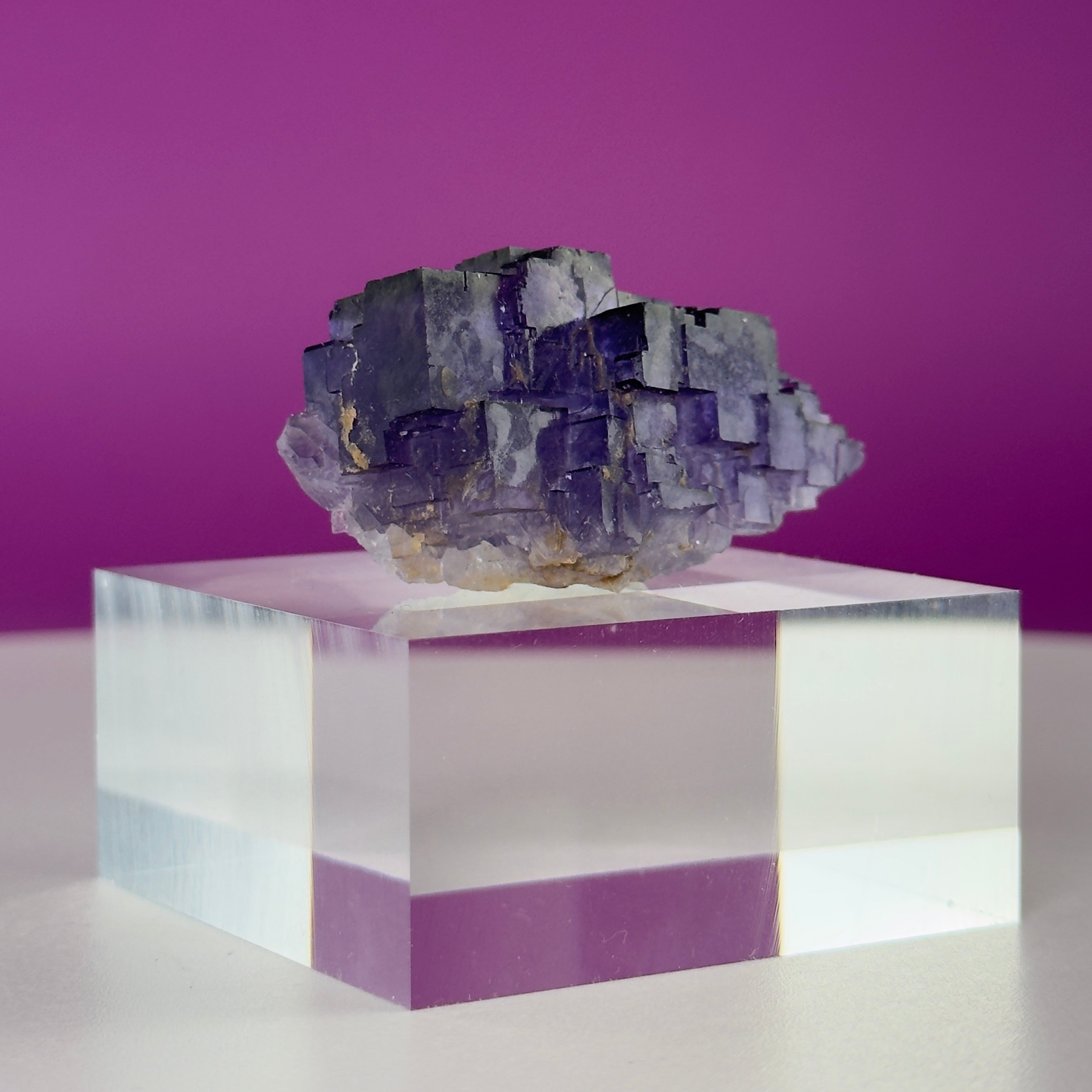 Purple Cubic Fluorite Specimen – Zhejiang China with Display
