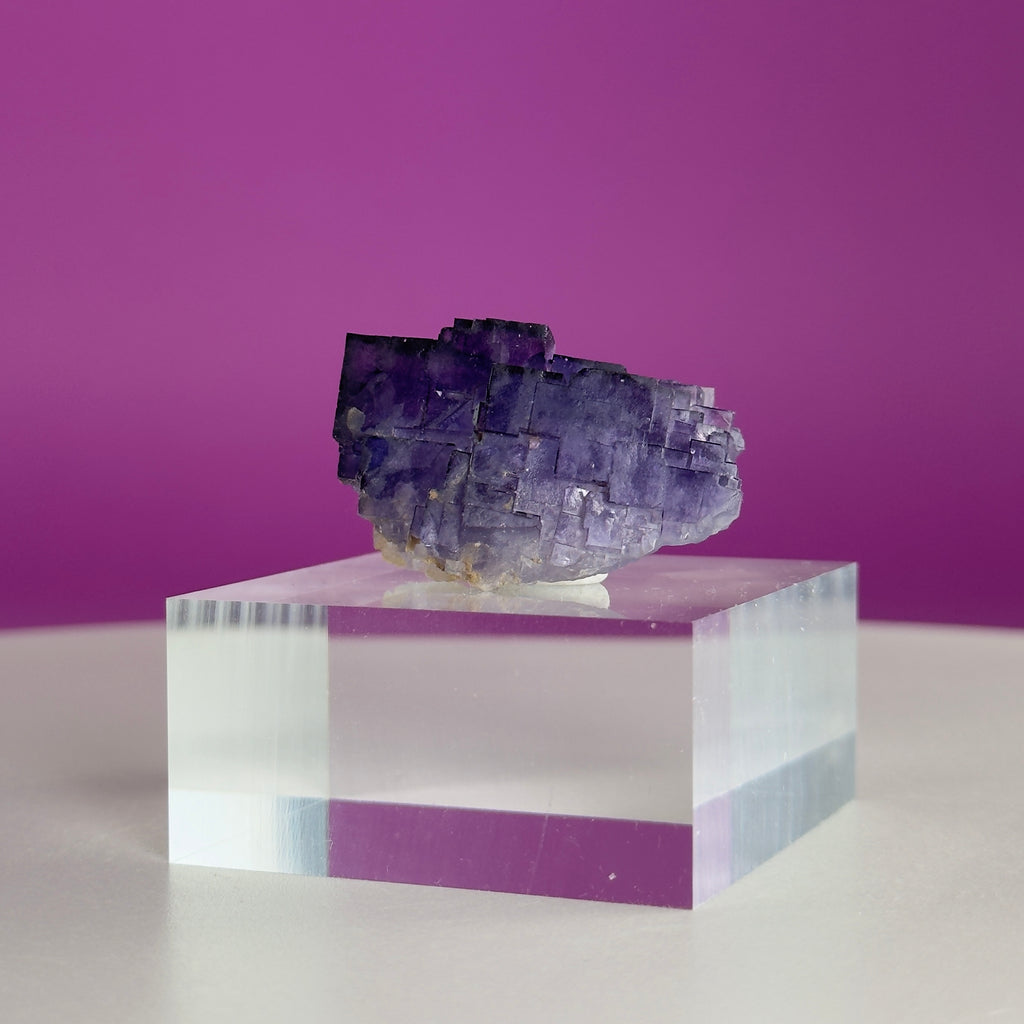 Purple Cubic Fluorite Specimen – Zhejiang China with Display