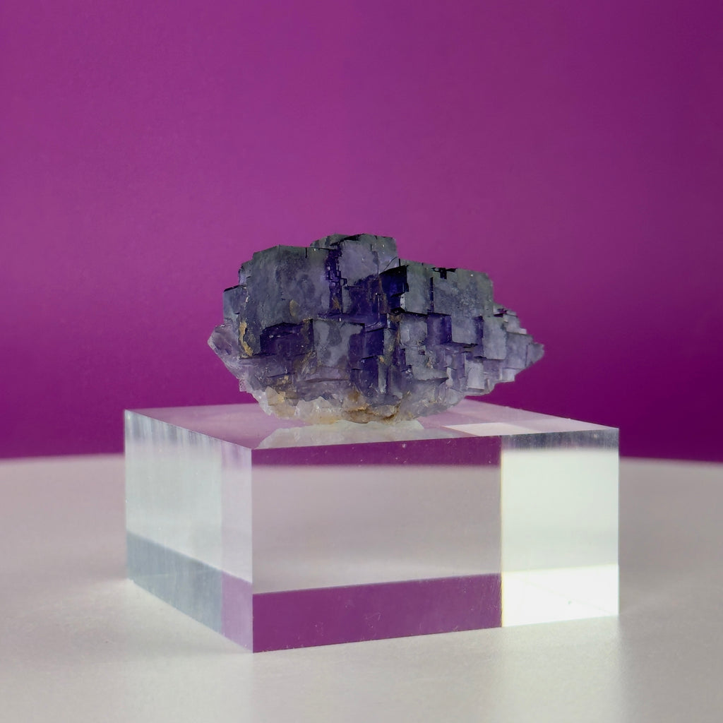 Purple Cubic Fluorite Specimen – Zhejiang China with Display